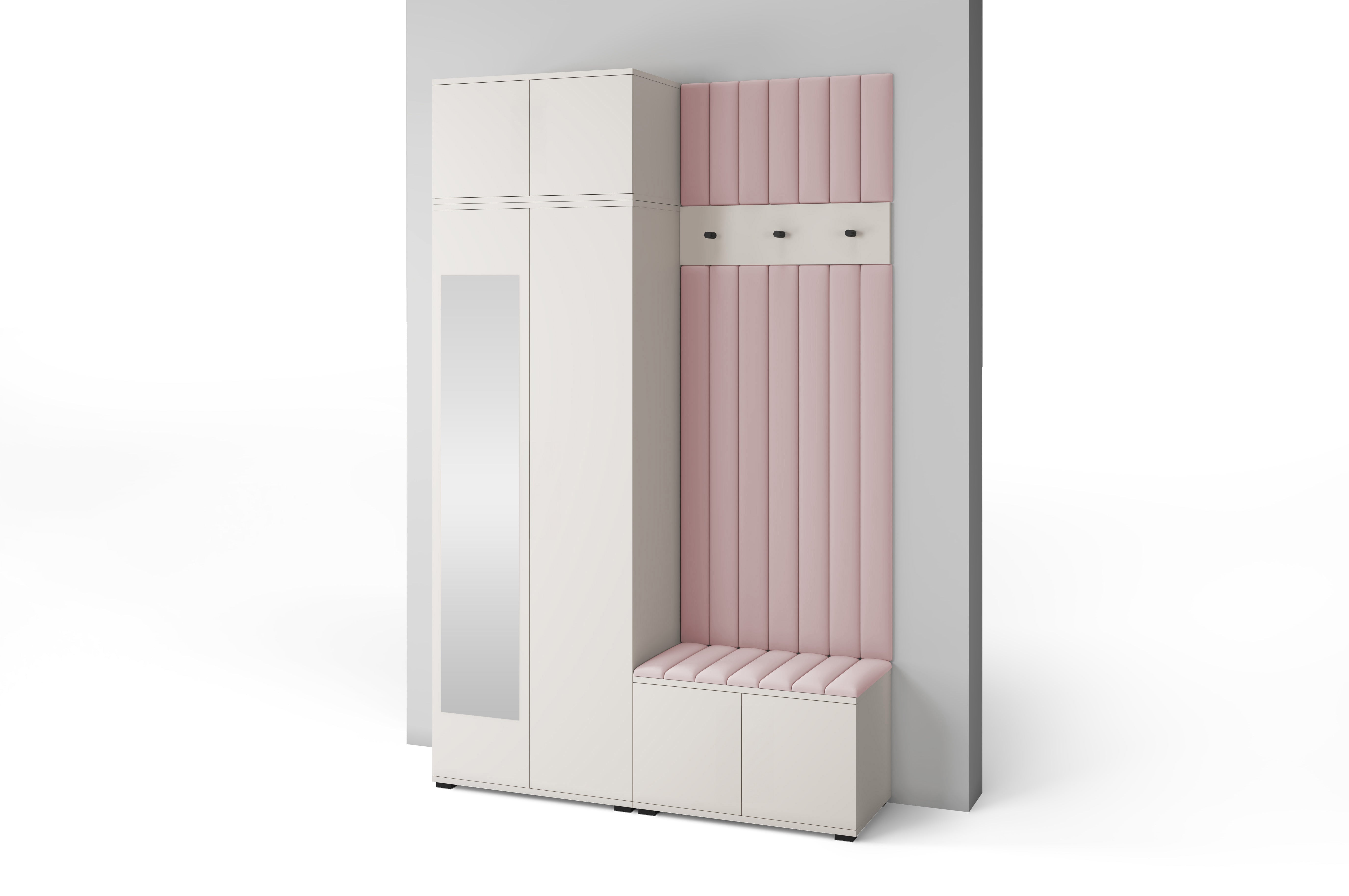 PK Bianco 14 Hallway Wardrobe Set - Upholstered Panels in Various Colours