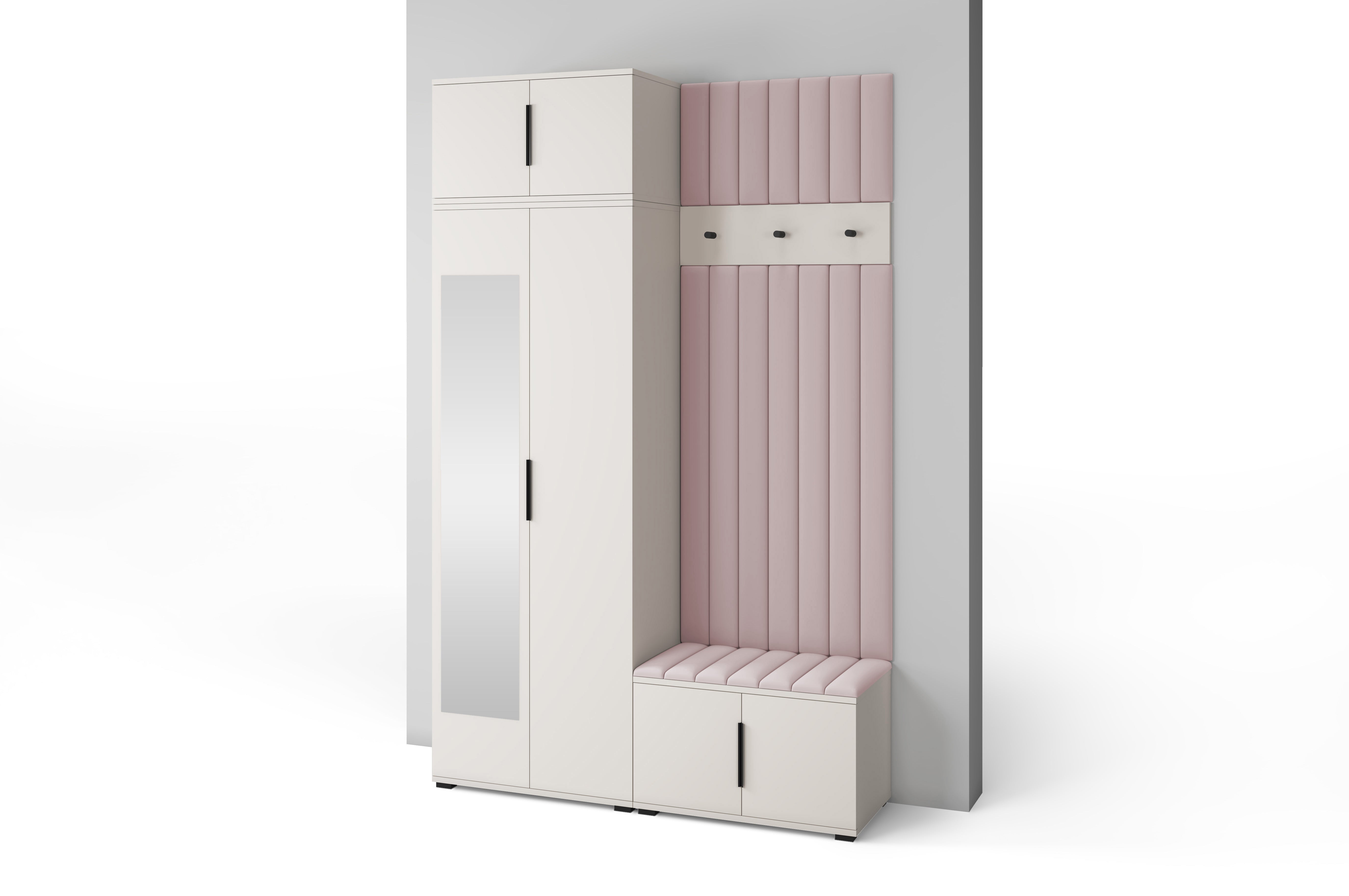 PK Bianco 14 Hallway Wardrobe Set - Upholstered Panels in Various Colours