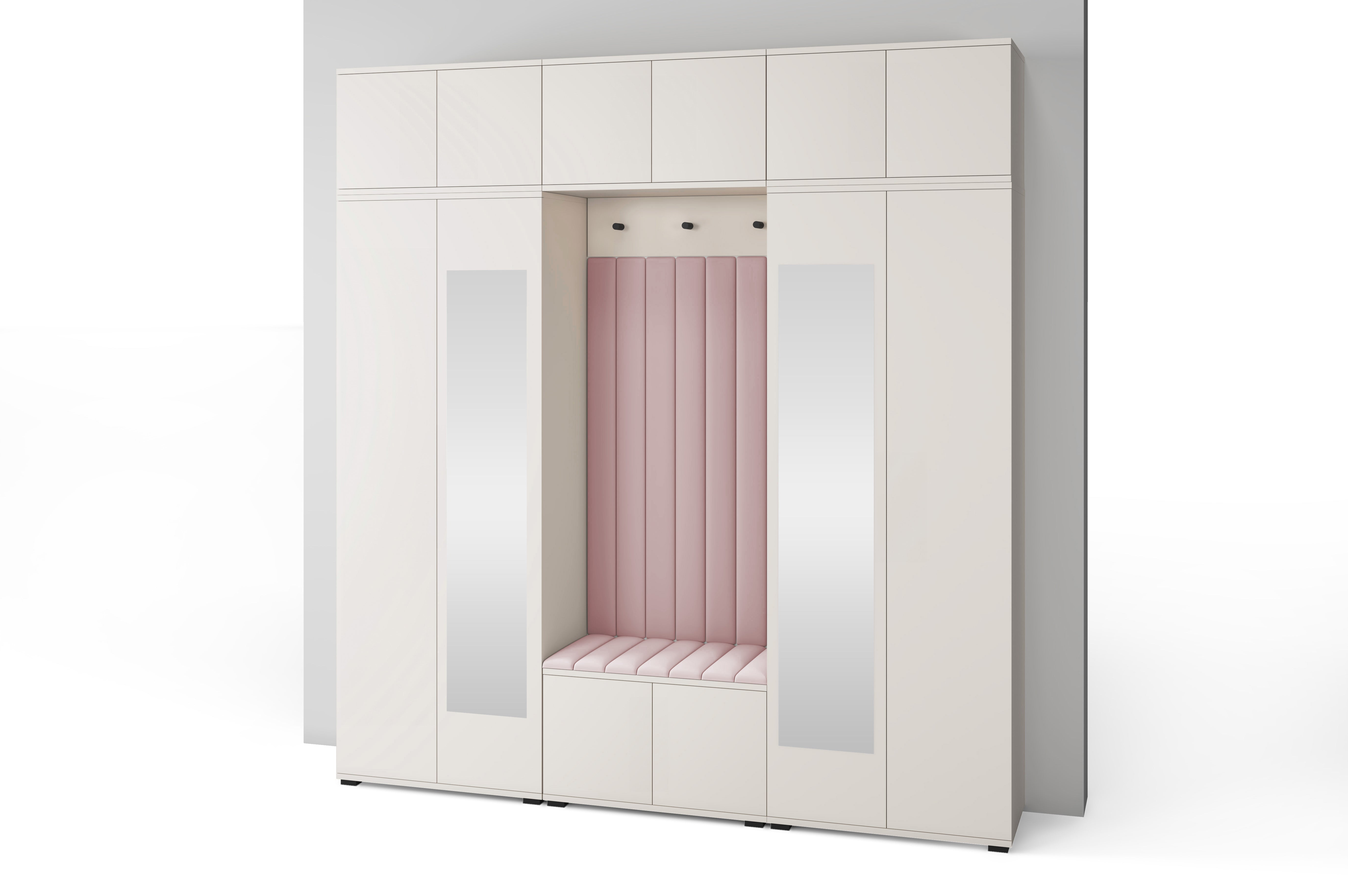 PK Bianco 12 Hallway Wardrobe Set - Upholstered Panels in Various Colours