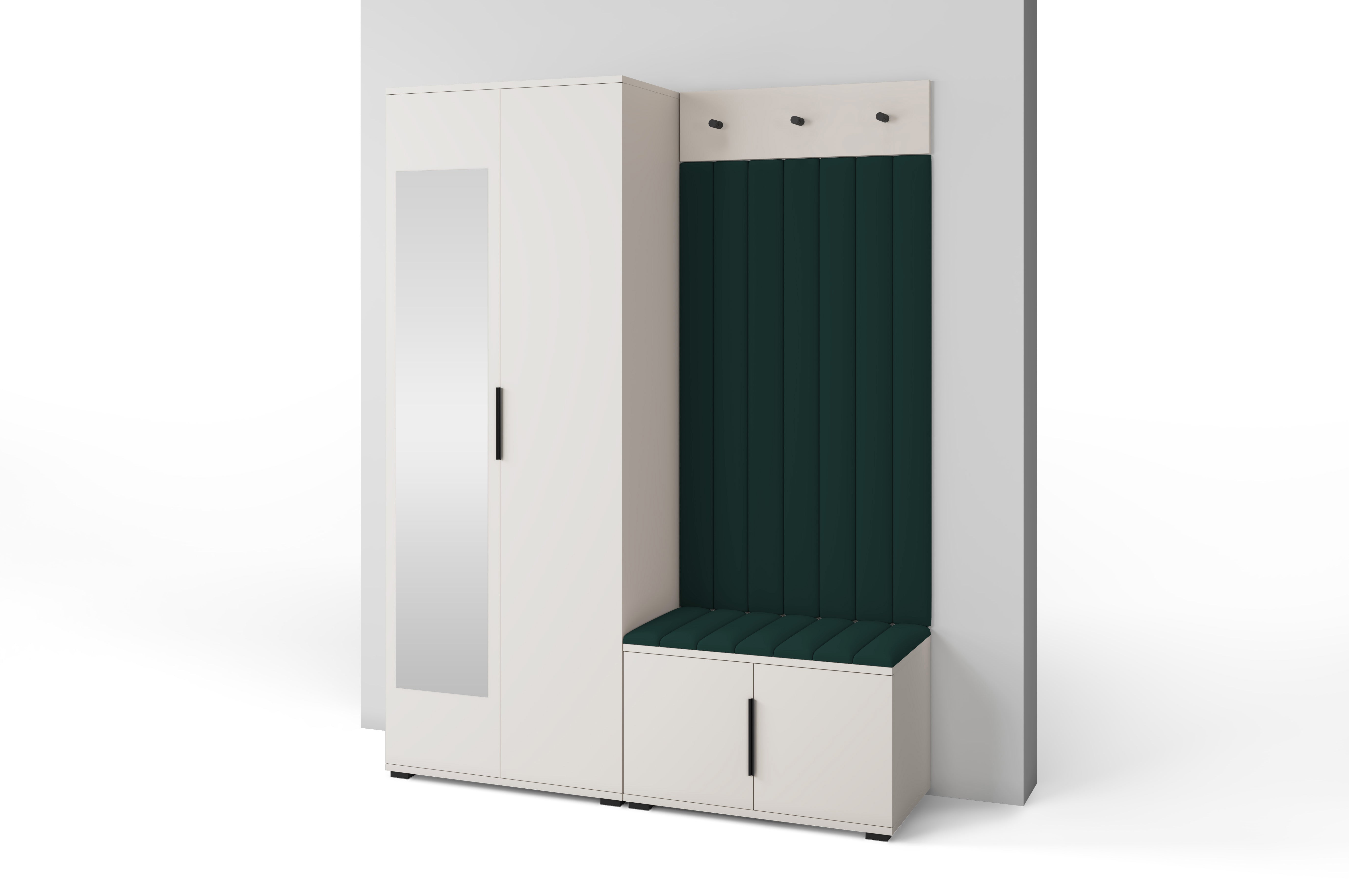 PK Bianco 13 Hallway Wardrobe Set - Upholstered Panels in Various Colours