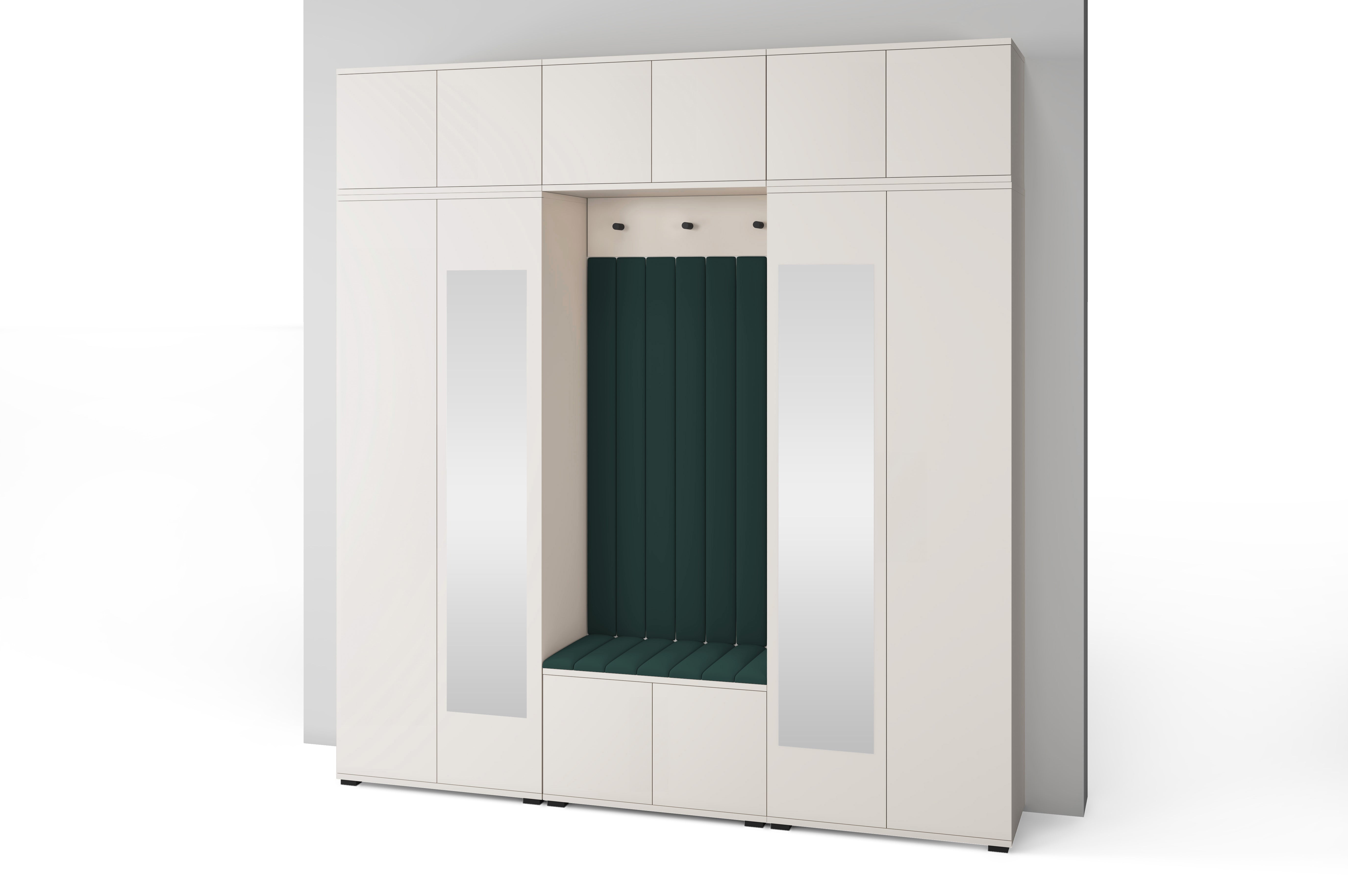 PK Bianco 12 Hallway Wardrobe Set - Upholstered Panels in Various Colours