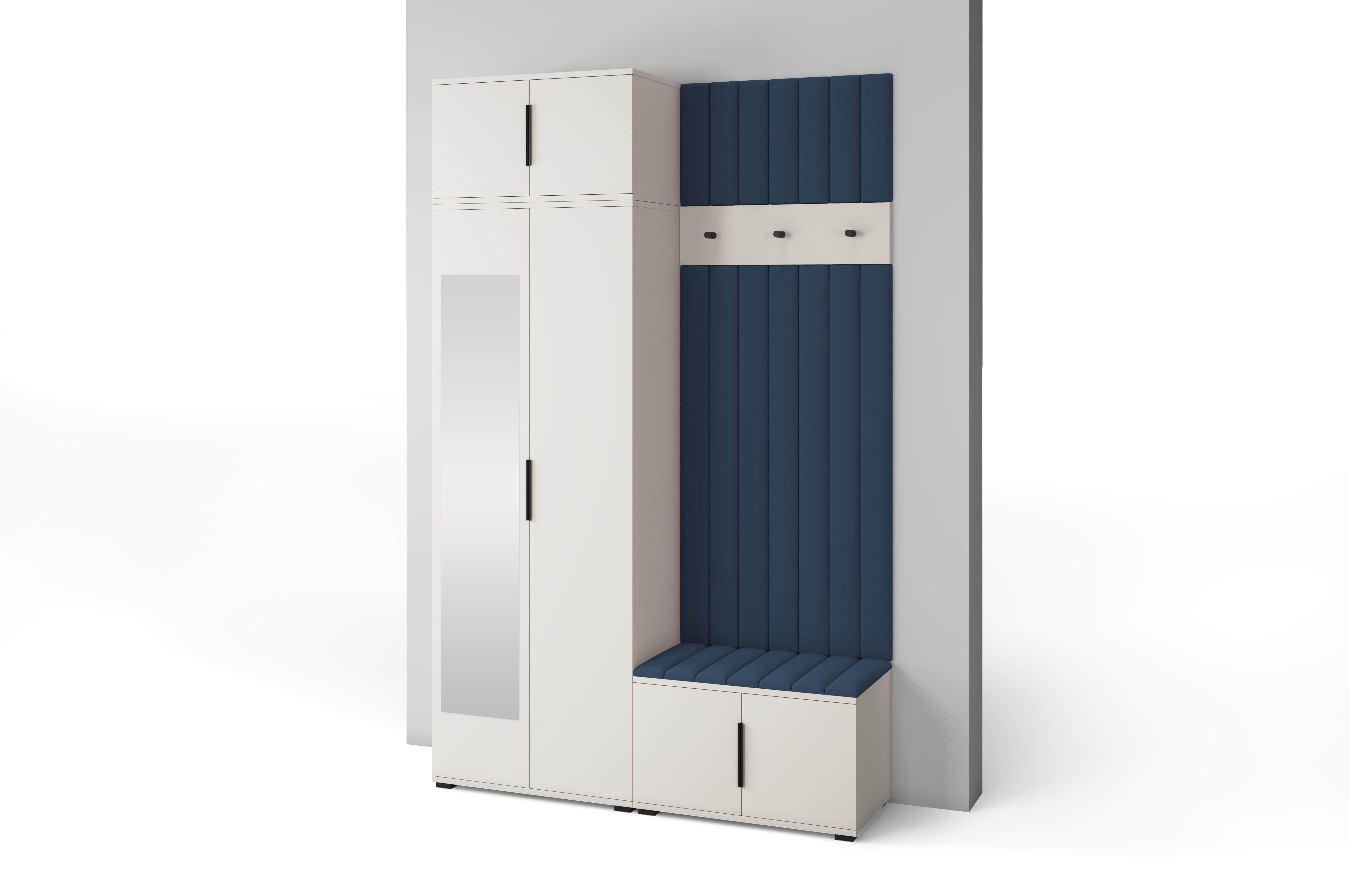 PK Bianco 14 Hallway Wardrobe Set - Upholstered Panels in Various Colours