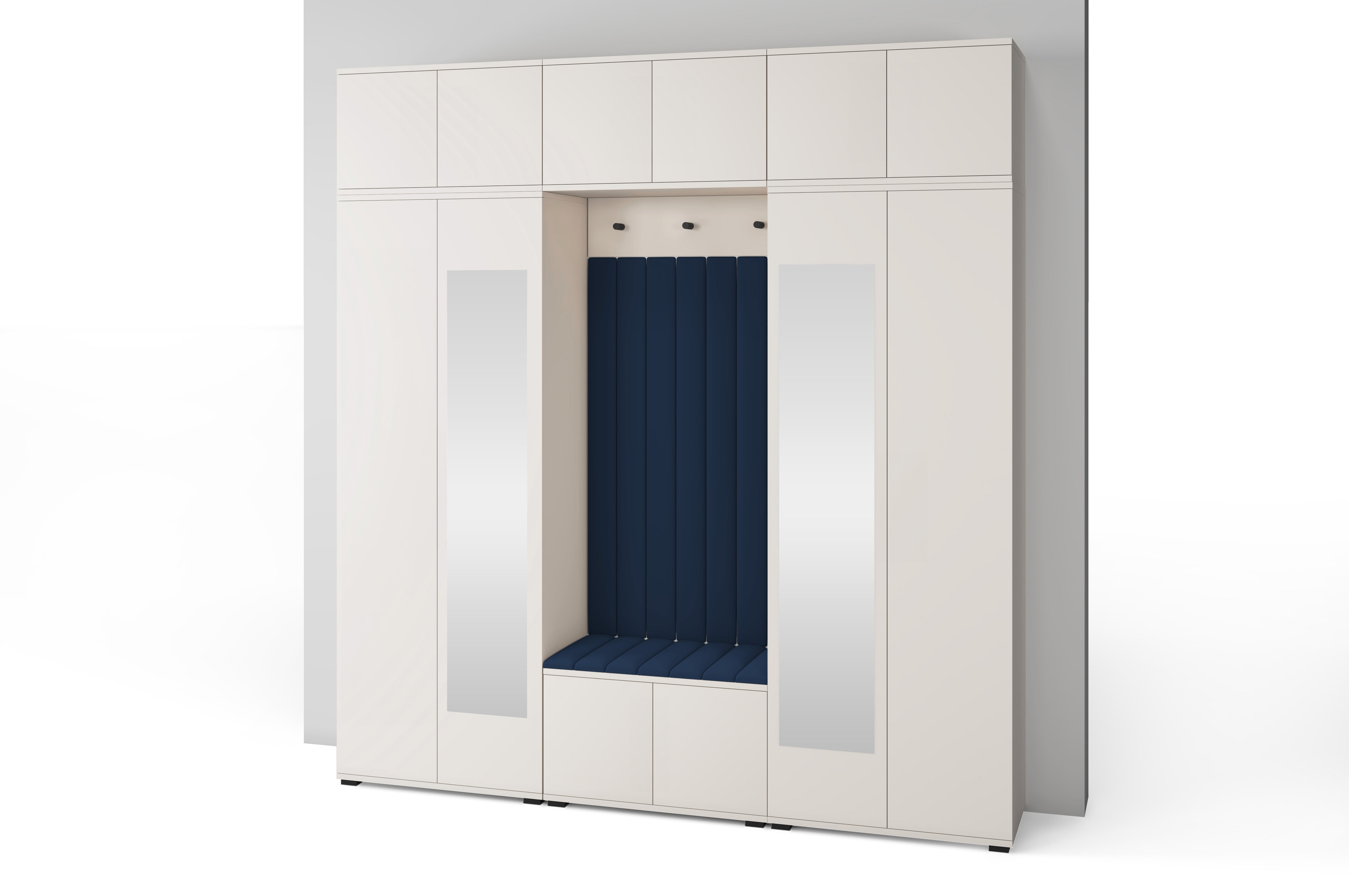 PK Bianco 12 Hallway Wardrobe Set - Upholstered Panels in Various Colours