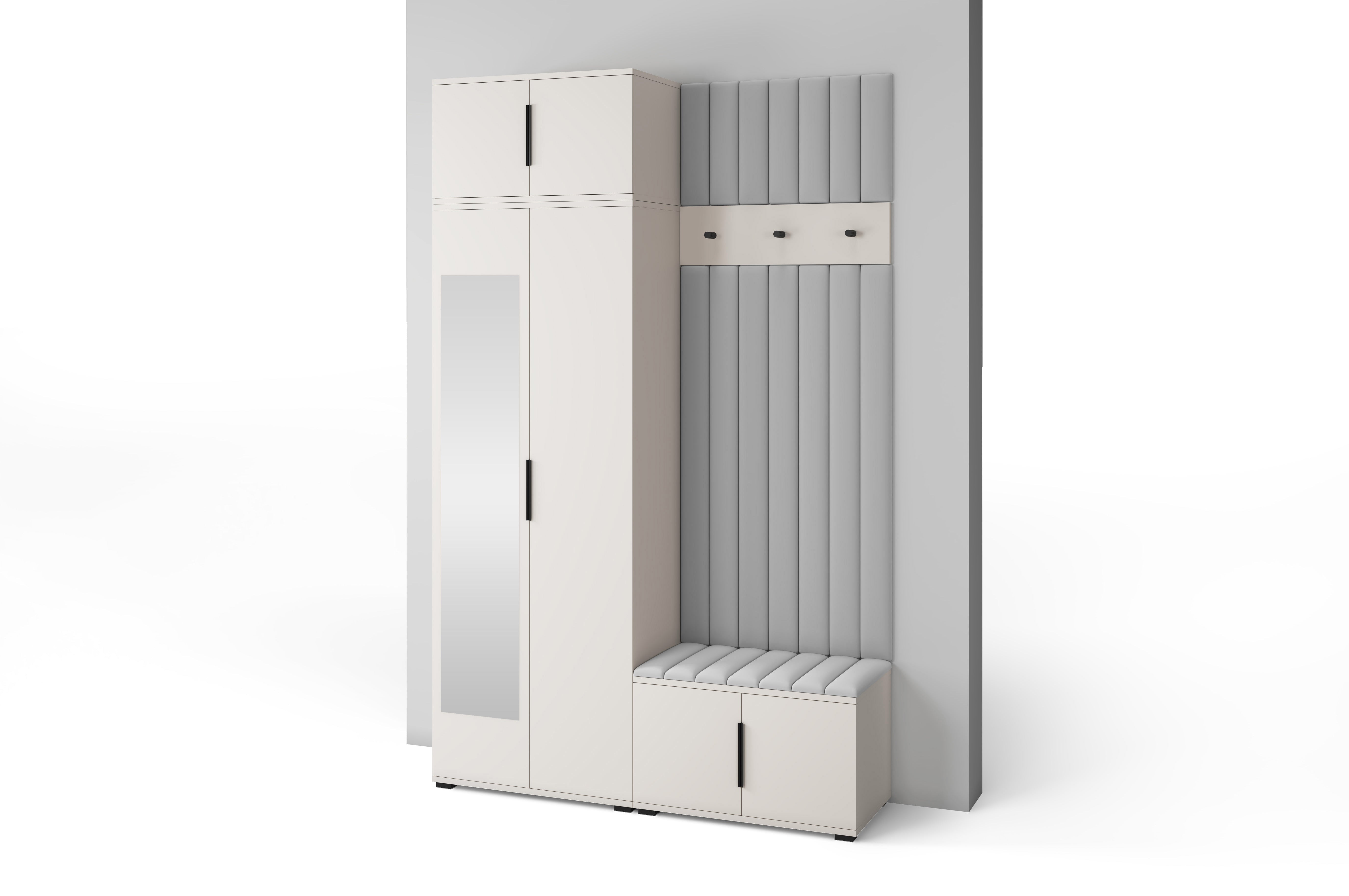 PK Bianco 14 Hallway Wardrobe Set - Upholstered Panels in Various Colours
