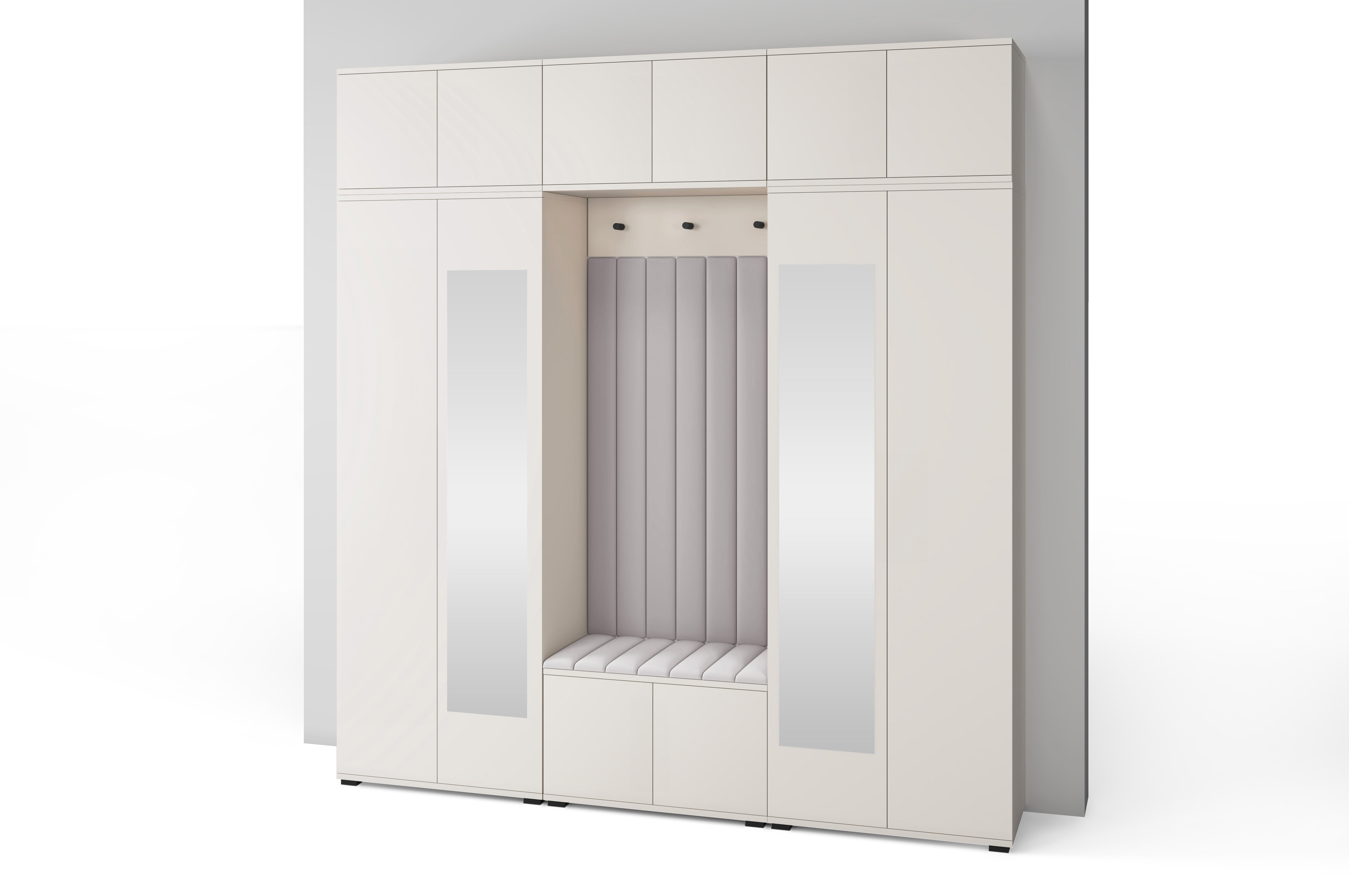 PK Bianco 12 Hallway Wardrobe Set - Upholstered Panels in Various Colours