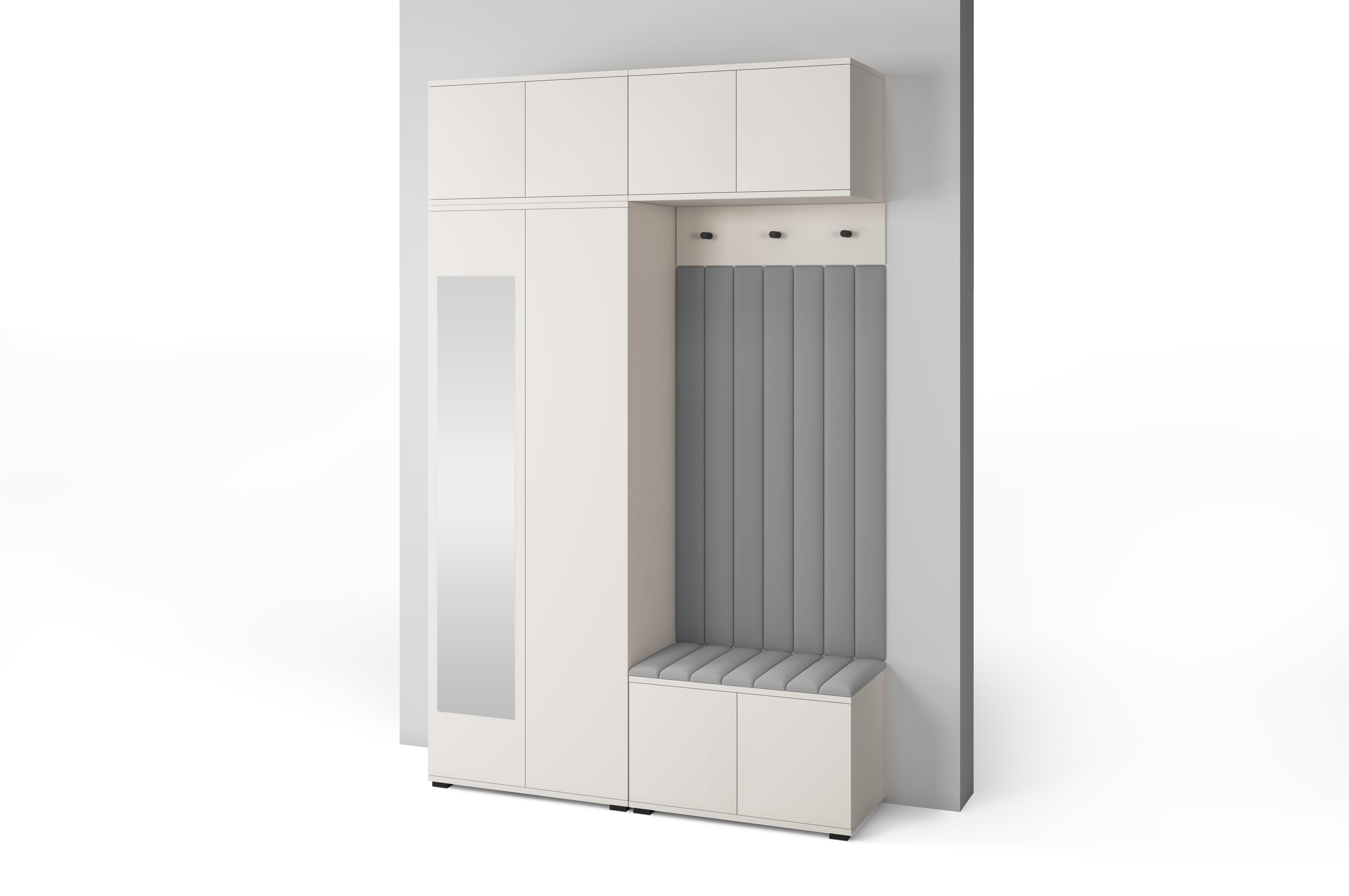 PK Bianco 11 Hallway Wardrobe Set - Upholstered Panels in Various Colours