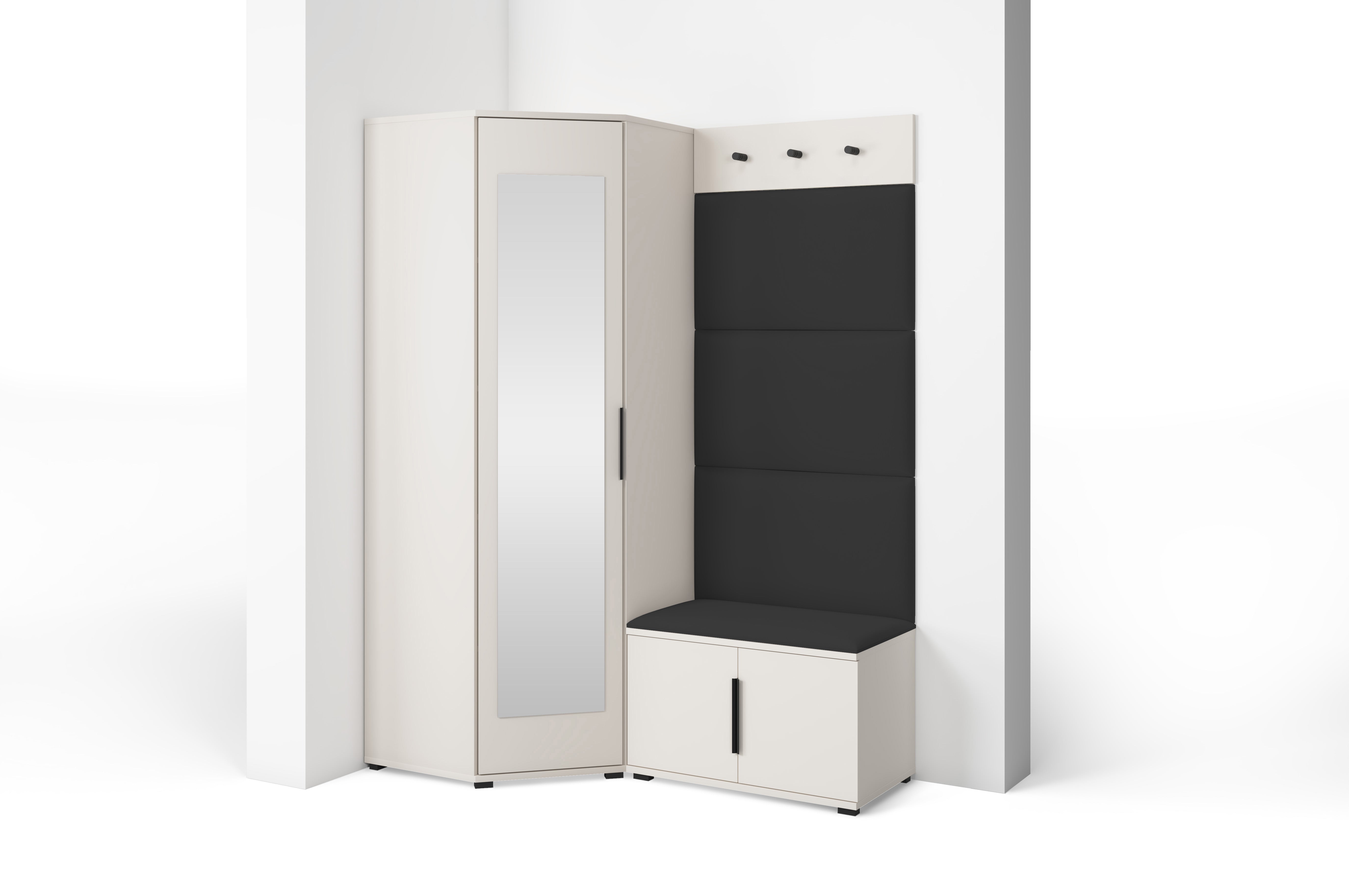 PK Bianco 17 Hallway Wardrobe Set - Upholstered Panels in Various Colours