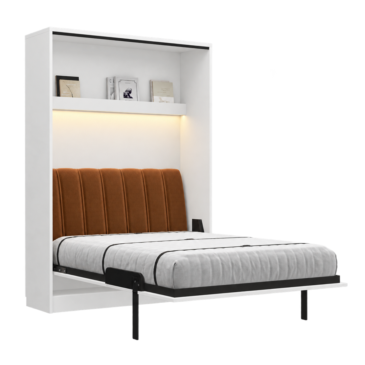 Individuell gestaltbares Genius COMFORT Murphy-Bett-Möbelset 160 × 200 cm – Weiß matt