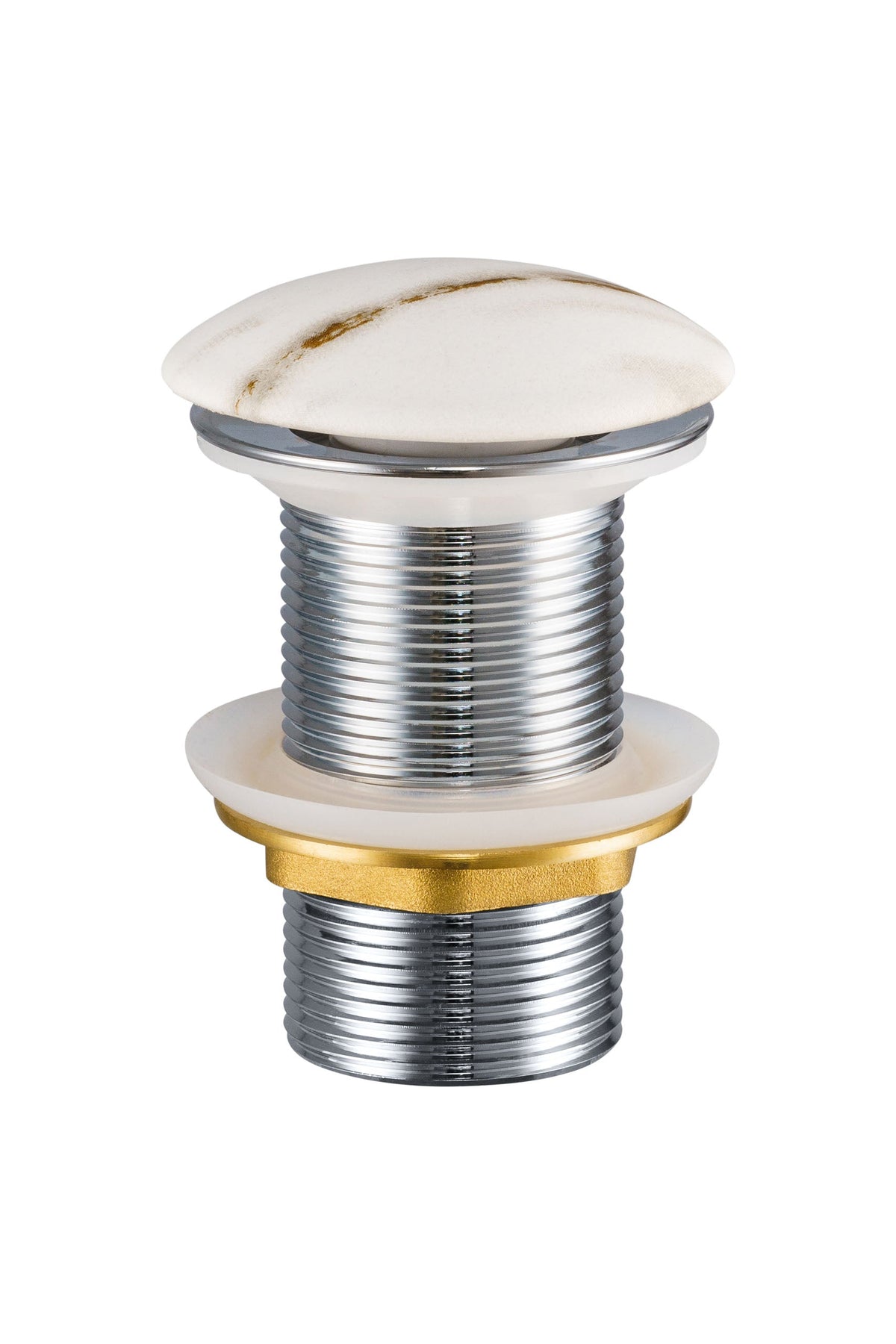 Click-Clack Waschtischablauf – Mattweiß-Goldmarmor, T201M-W3-3