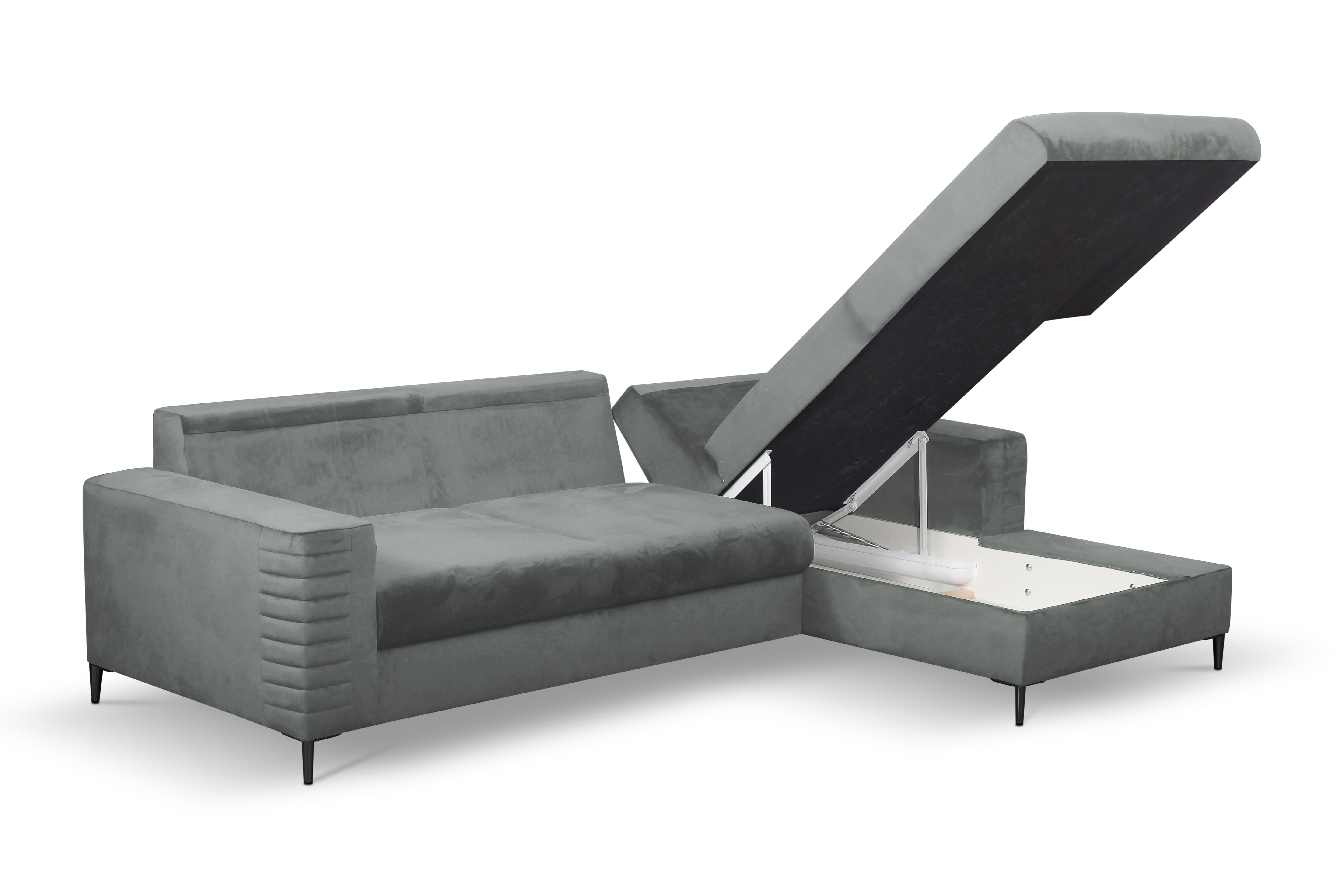 Lask COLLIN Corner Sofa with Sleeping Function & Storage – 257 x 180 cm – Left or Right Configuration