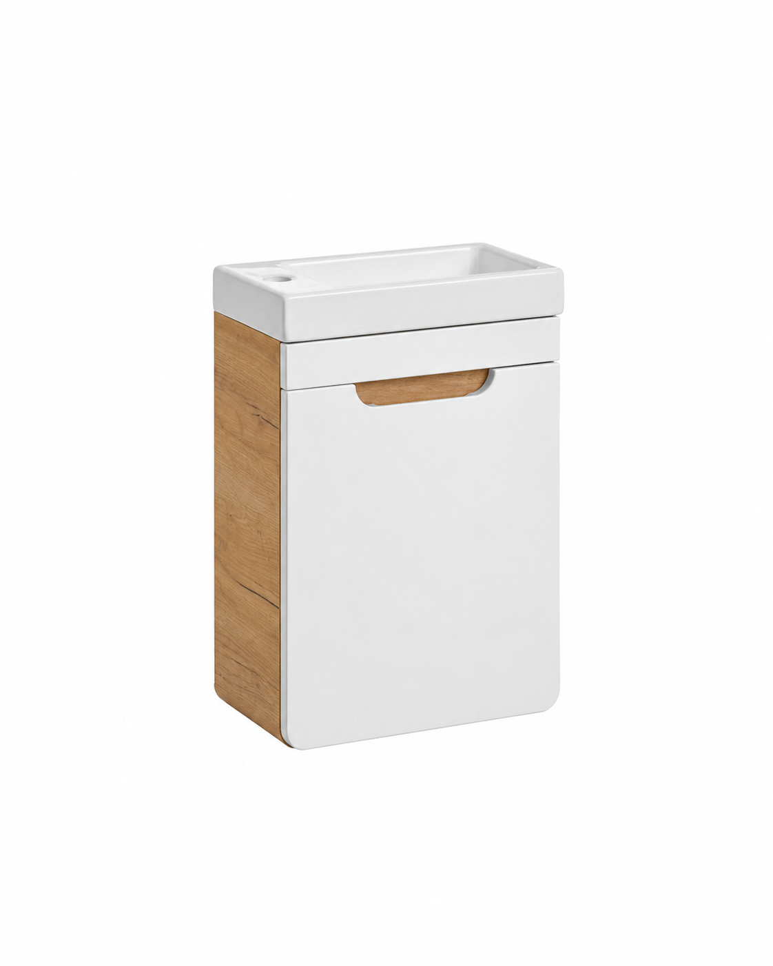 Waschtischunterschrank Aruba – Craft Oak / Weiß Hochglanz | 40 & 50 cm | Build Your Bathroom