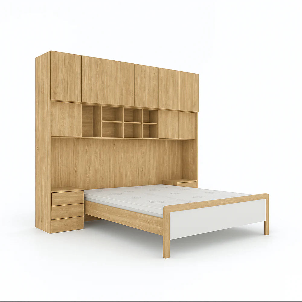 SLEEP VARIA Customizable Bedroom Build-in System with Nightstands – Oiled Oak / Oiled Oak