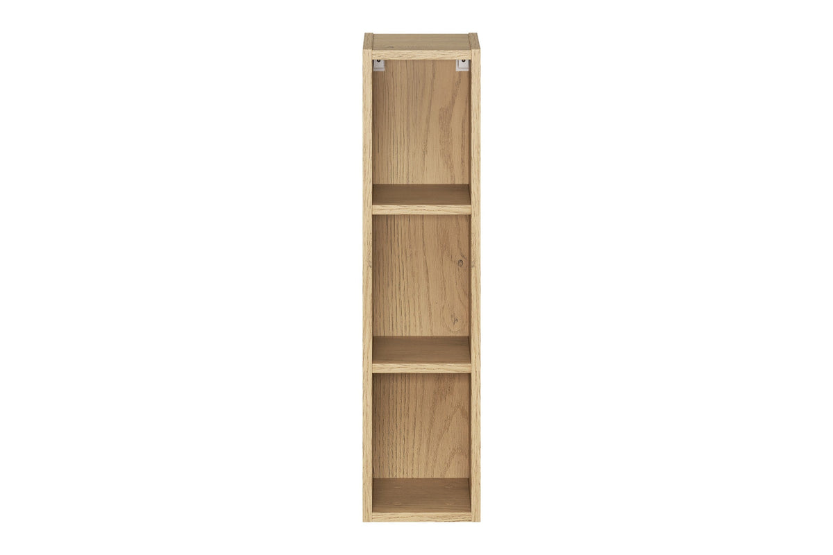 2× Dalia Cashmere Wall-Hung Cabinet 1 Door + 2× Cremona UN Open Shelf – Cashmere / Oak, Vertical Set