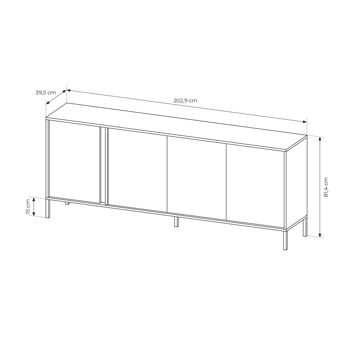 Lask Dast Sideboard 203 – 202.9 x 81.4 x 39.5 cm