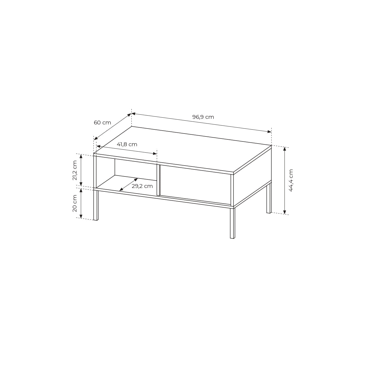 Lask Dast Coffee Table with 2 Drawers