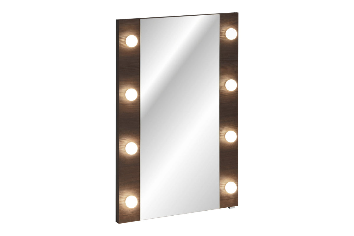 Dorothy Ristretto LED-Spiegel 60 cm – Ristretto Eiche, Hollywood-Glühbirnen