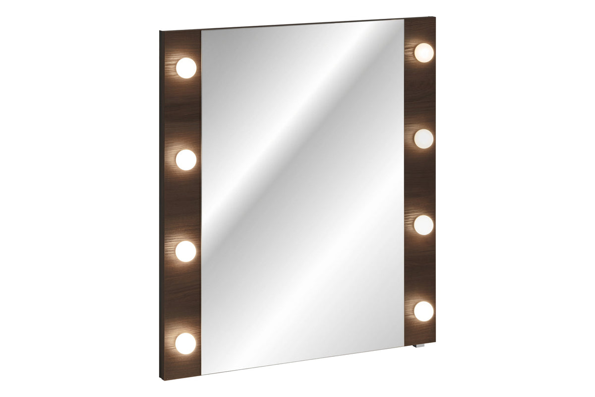 Dorothy Ristretto LED-Spiegel 80 cm – Ristretto Eiche, Hollywood-Glühbirnen