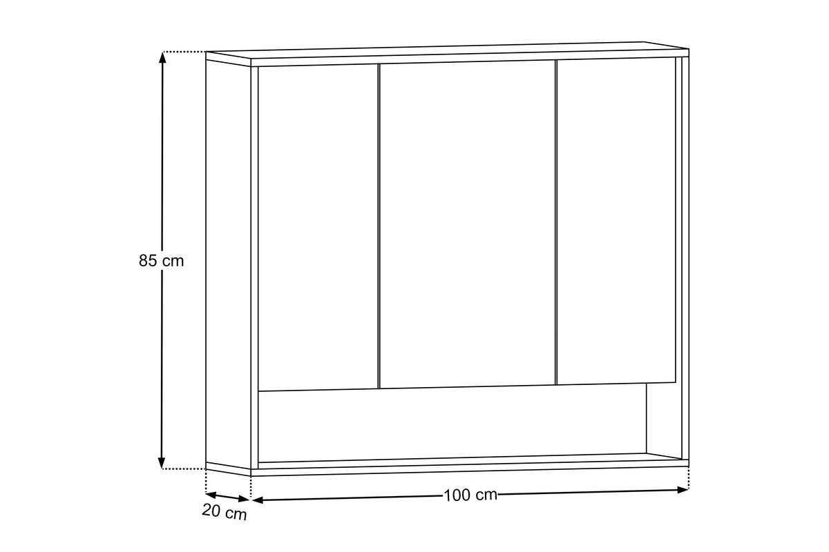 Spiegelschrank Dorothy Ristretto 100 cm 3-türig – Ristretto Eiche