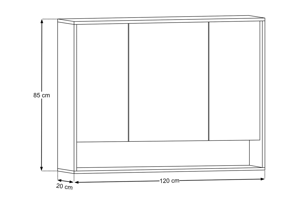 Dorothy Ristretto Spiegelschrank 120 cm 3 Türen – Ristretto Eiche