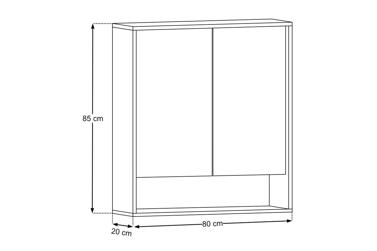 Dorothy Spiegelschrank Ristretto 80 cm 2 Türen – Ristretto Eiche