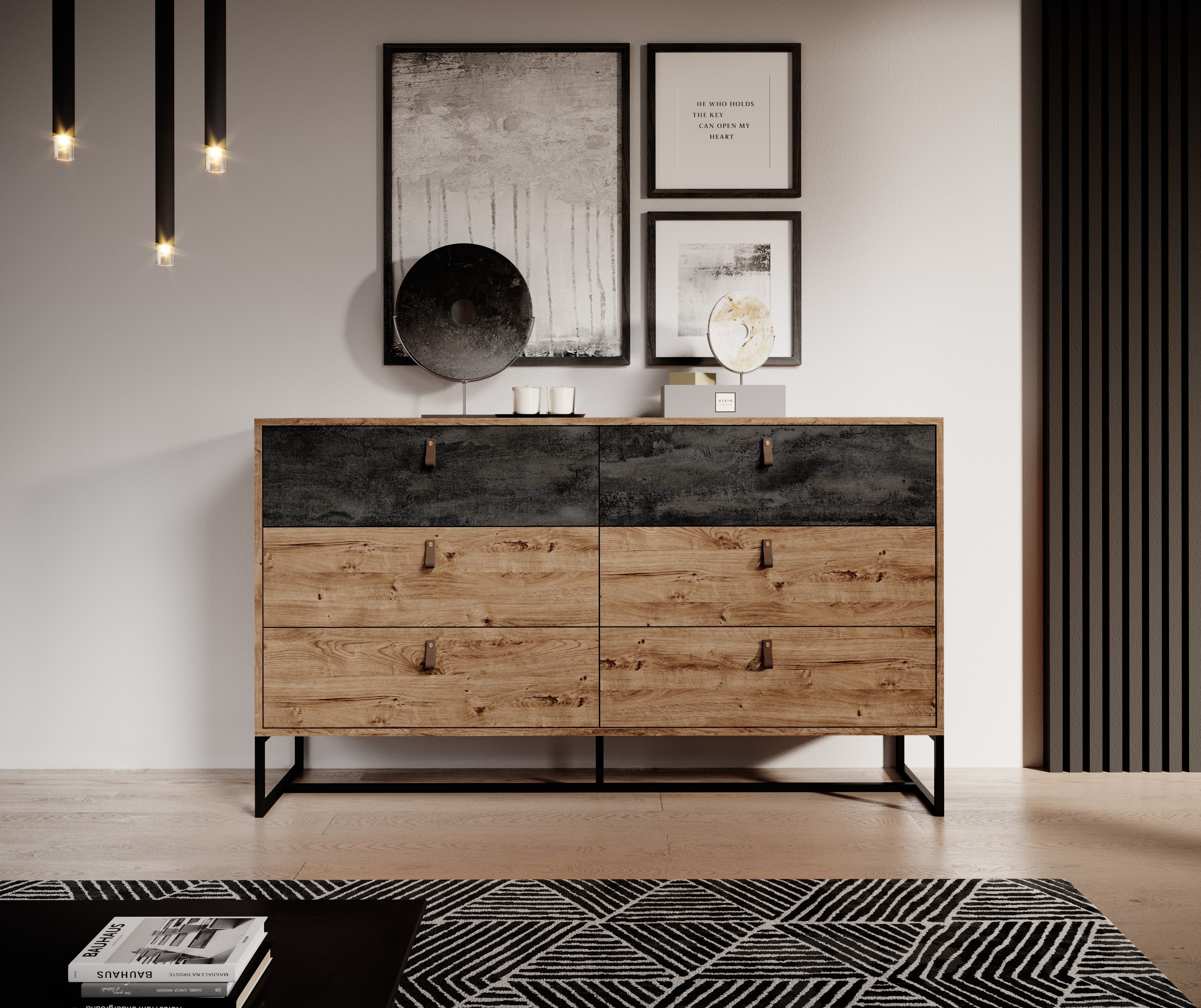 Dark Dresser 154 - Cabinet with Six Storage Drawers