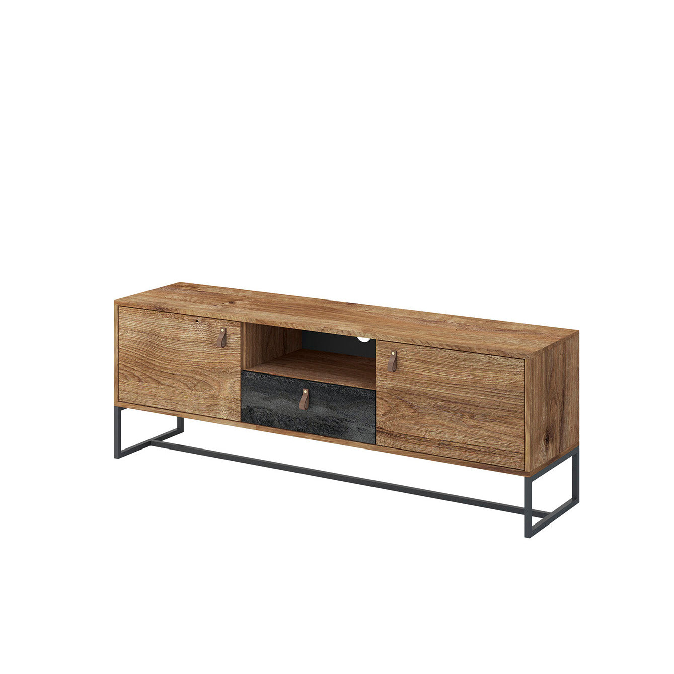 Dark TV Stand - Contemporary Loft Design with Practical Functionality