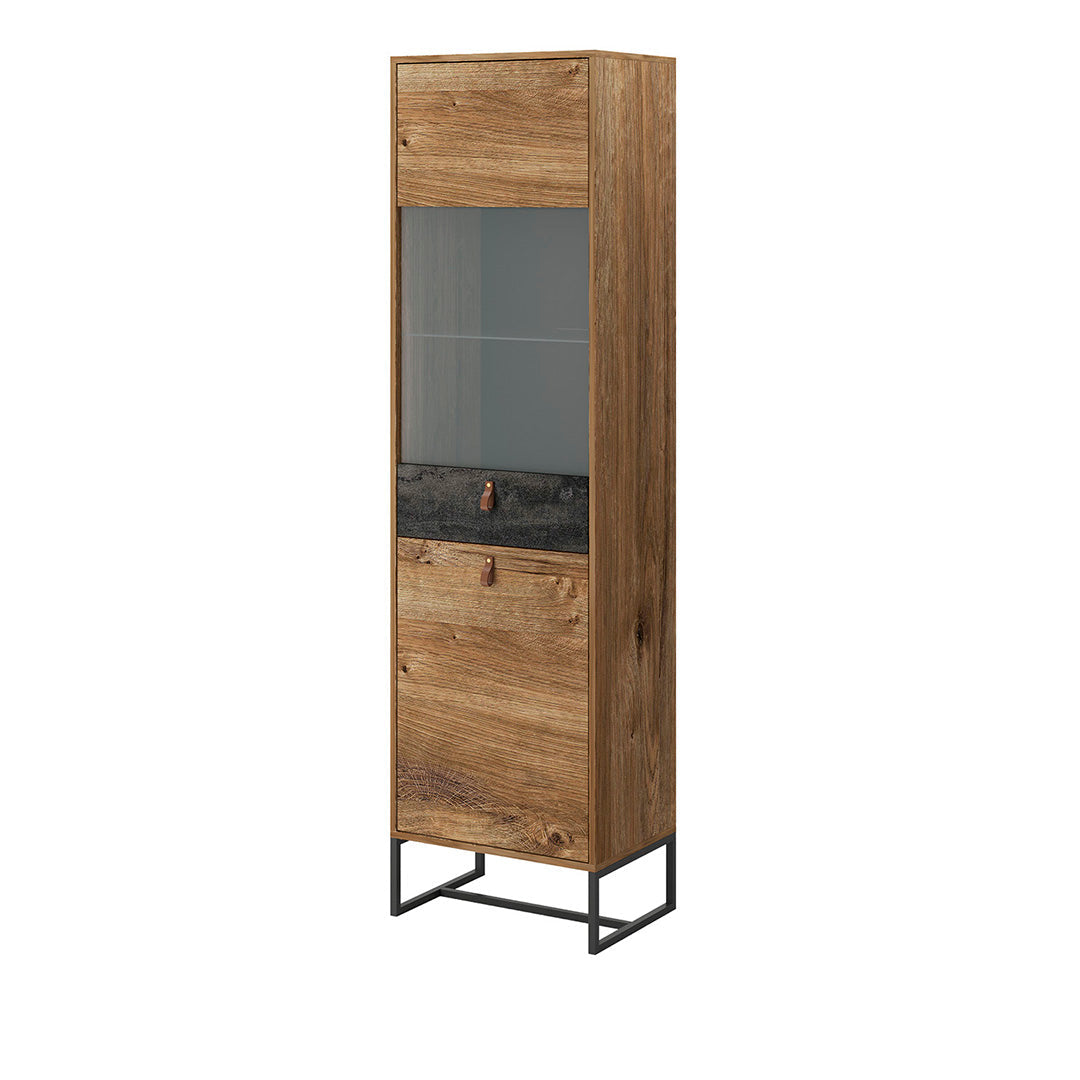 Dark Cabinet 53 - Storage Cabinet with Glass Showcase and Two Doors