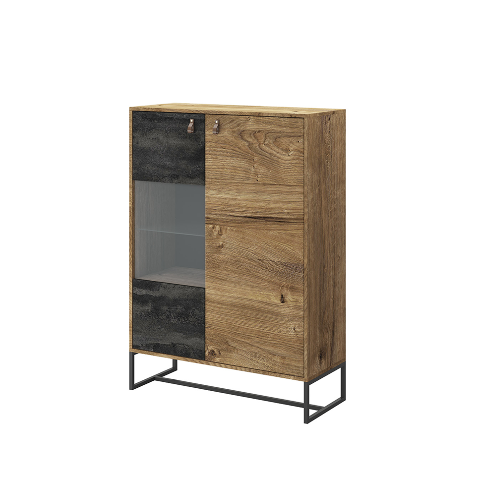 Dark Cabinet 93 - Two-Door Storage Cabinet with Glass Showcase
