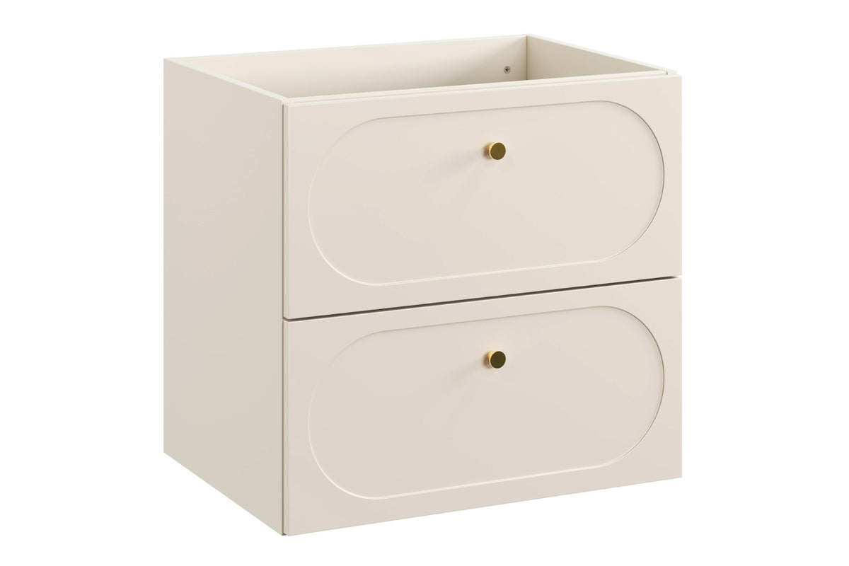Donna Sand Waschtischunterschrank 2 Schubladen – Sandbeige, 60/80/120 cm – Gestalten Sie Ihr Bad