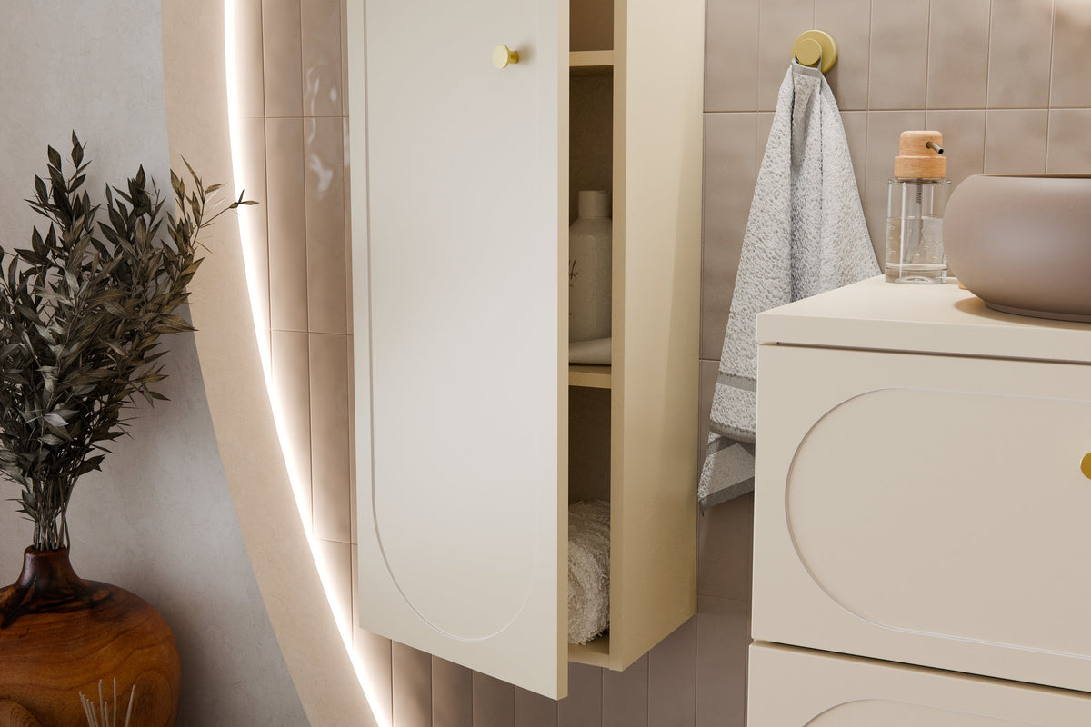 Donna Sand Hochschrank 1 Tür – Sandbeige, 35 cm
