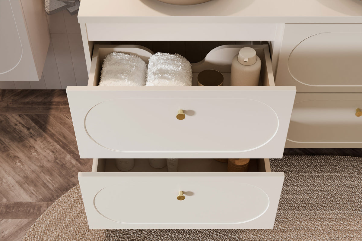Donna Sand Vanity Unit 2 Drawers – Sand Beige, 60/80/120 cm – Configure Your Bathroom