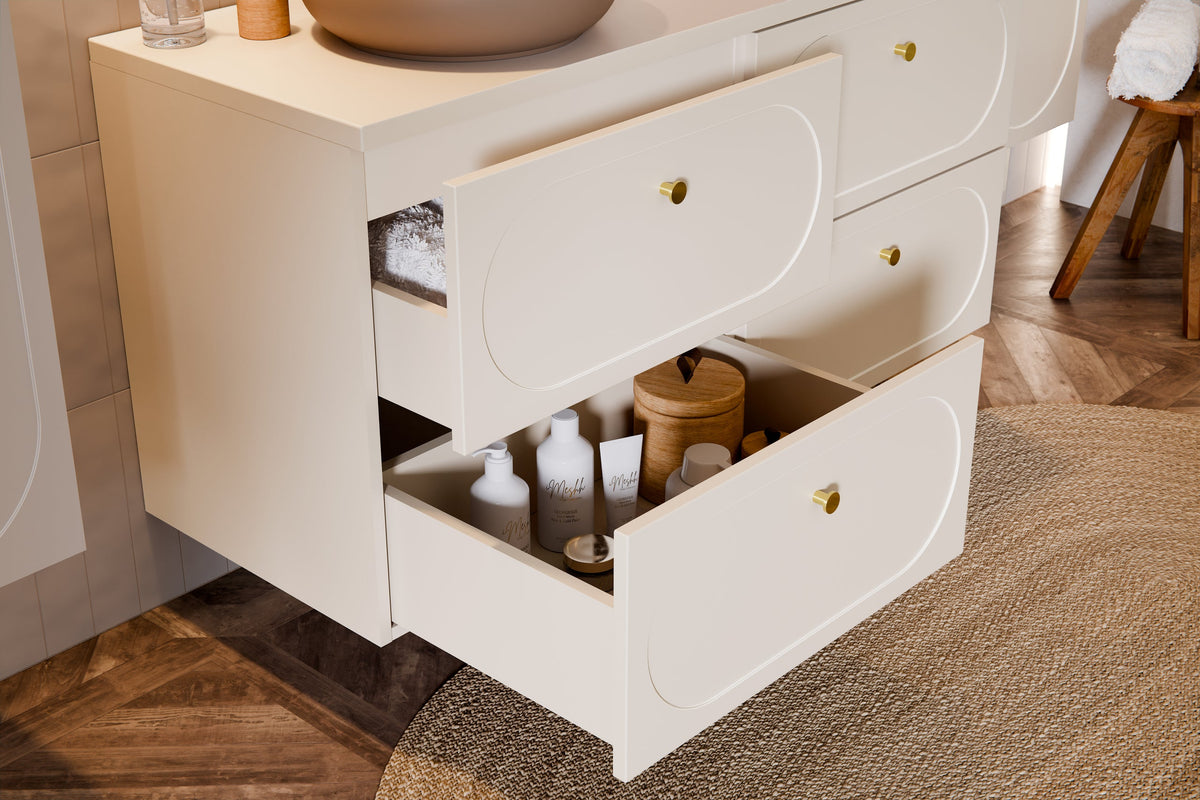 Donna Sand Vanity Unit 2 Drawers – Sand Beige, 60/80/120 cm – Configure Your Bathroom