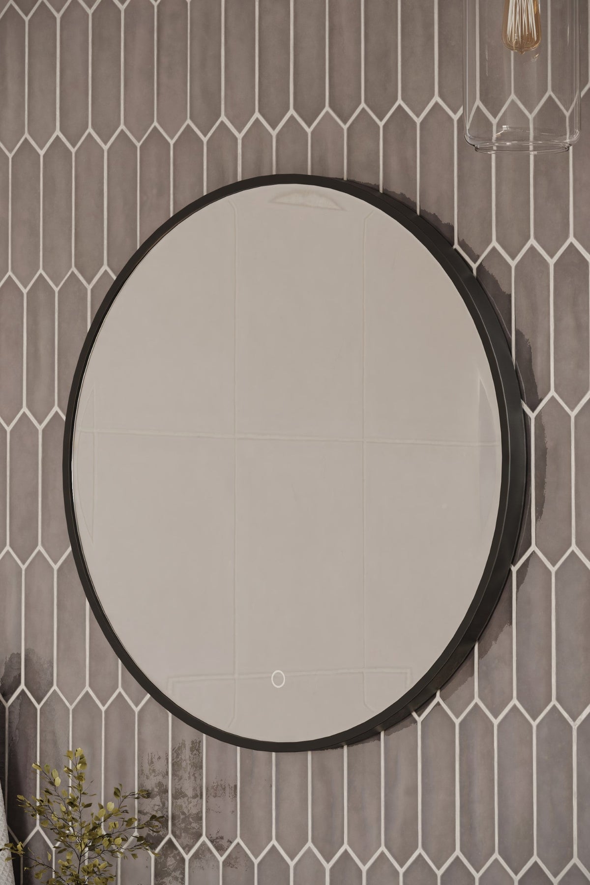 Luna 80 – Round LED Bathroom Mirror with Black Aluminium Frame, 80 cm