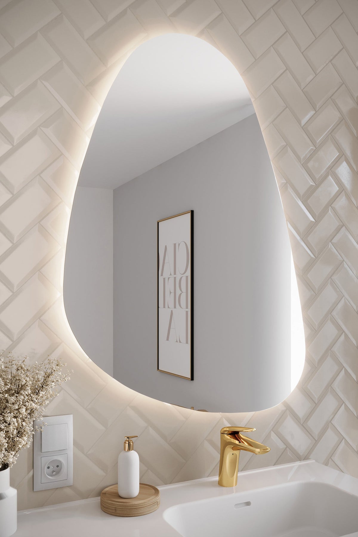 Impala – Frameless Organic LED Bathroom Mirror, 73.8 × 102.9 cm