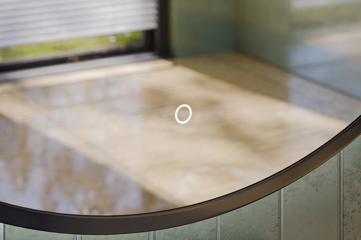 Luna 80 – Round LED Bathroom Mirror with Black Aluminium Frame, 80 cm