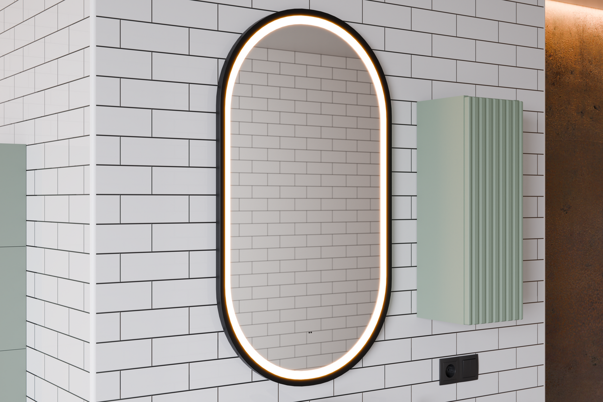 Apollo Black LED Mirror – 50 x 90 cm