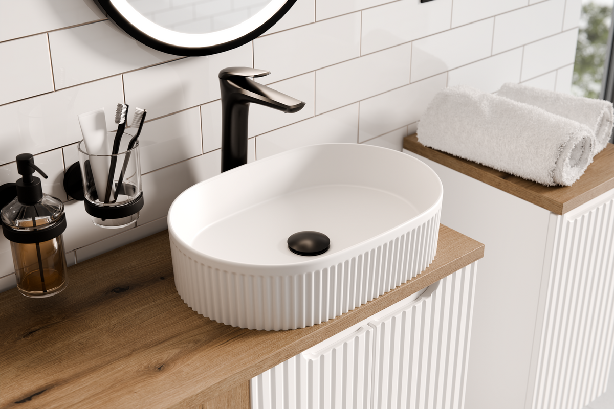 Beyond 5 Aufsatzwaschtisch, weiß glänzend – Keramik, 48 cm