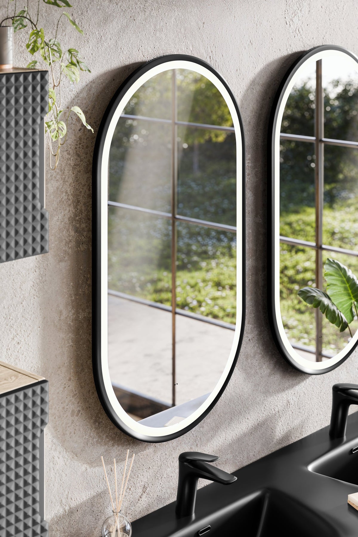 Apollo 2 Black LED-Spiegel – 50 x 90 cm