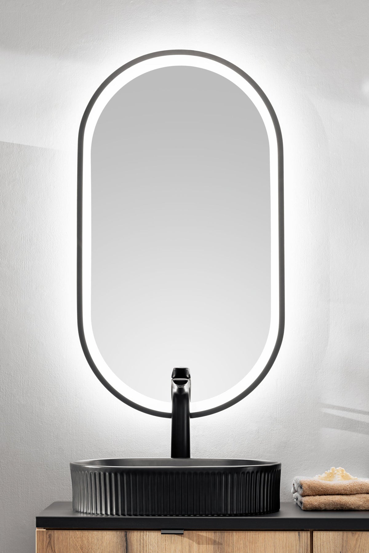 Apollo 2 Black LED-Spiegel – 50 x 90 cm