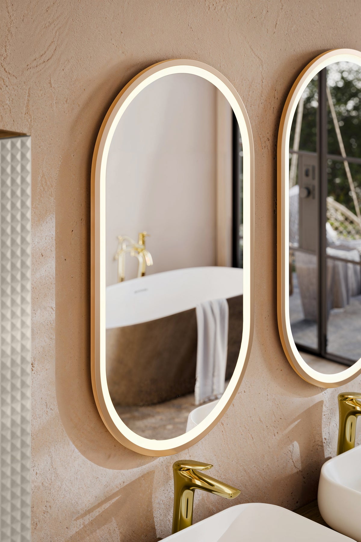 Apollo 2 Gold LED Mirror – 70 x 90 cm