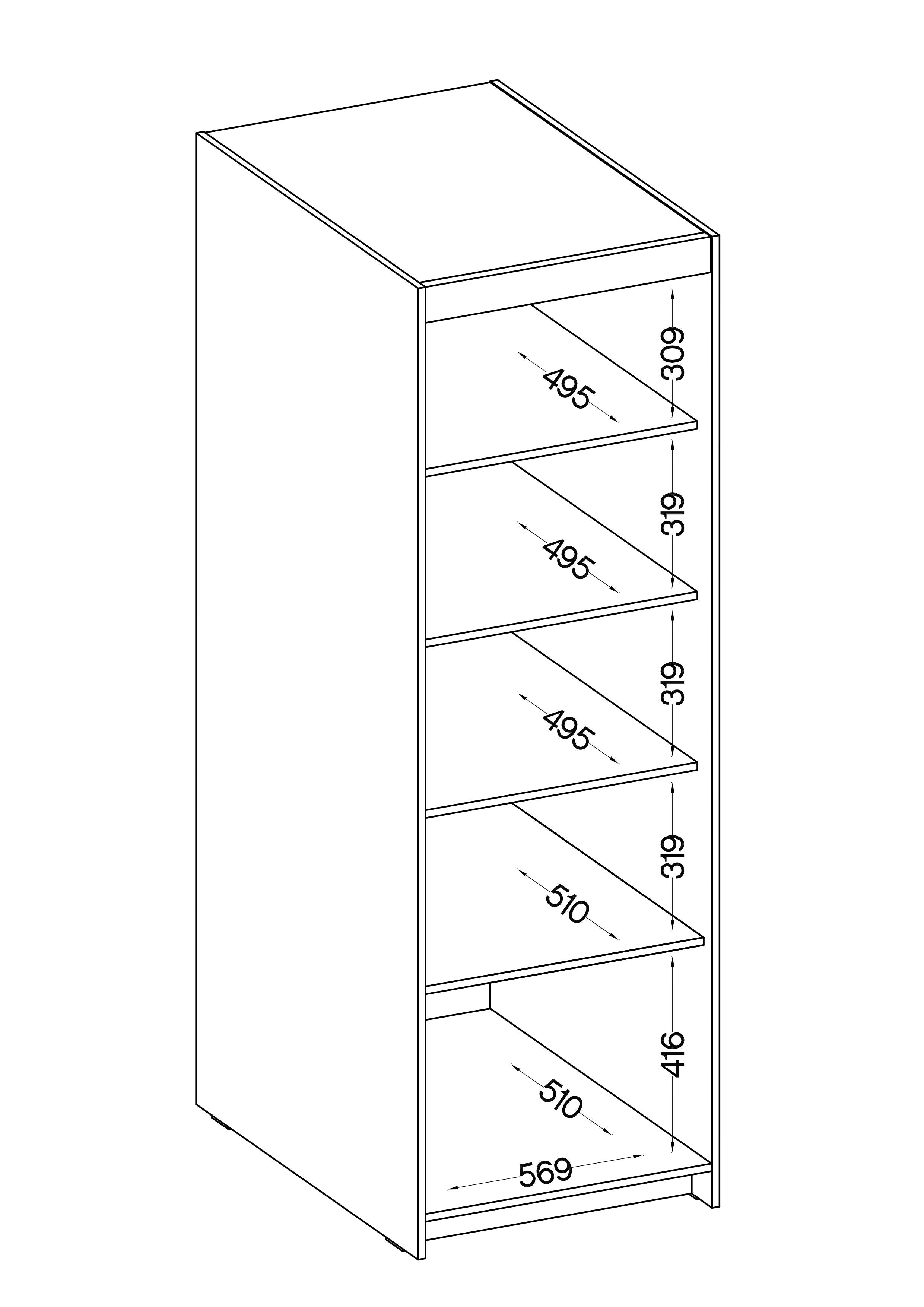 LE Elena 1D 3S DL01 3S Kleiderschrank in Lefkas Eiche