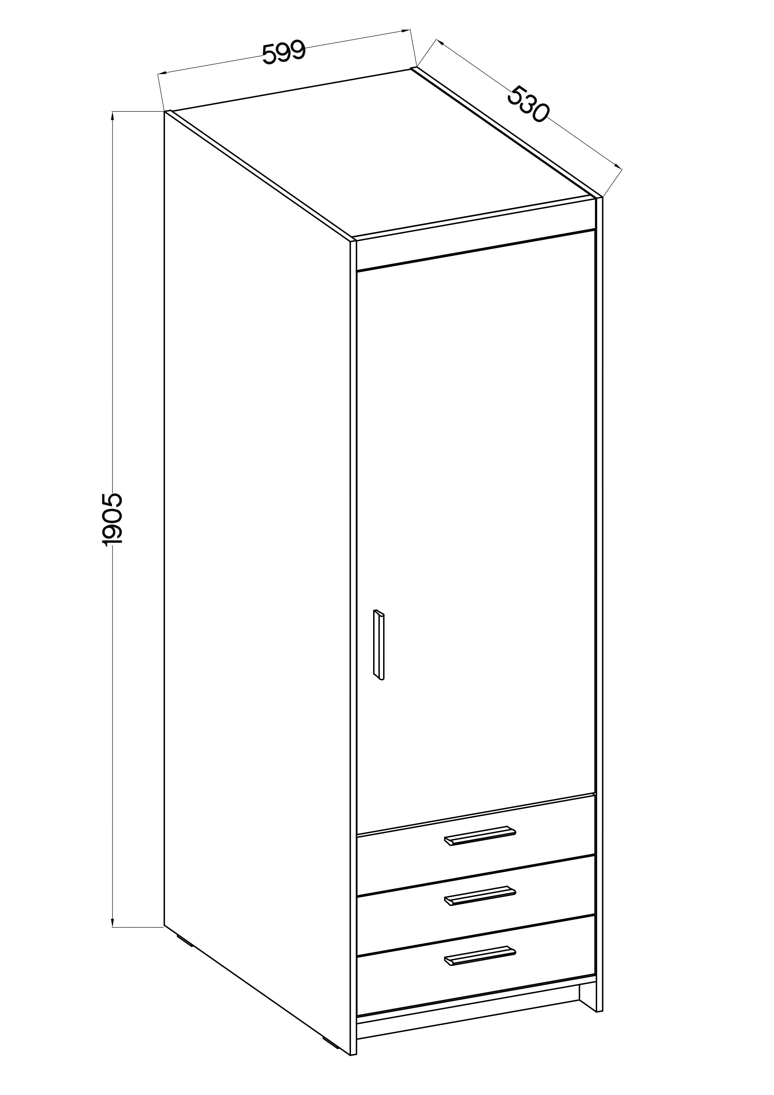 LE Elena 1D 3S DL01 3S Kleiderschrank in Lefkas Eiche
