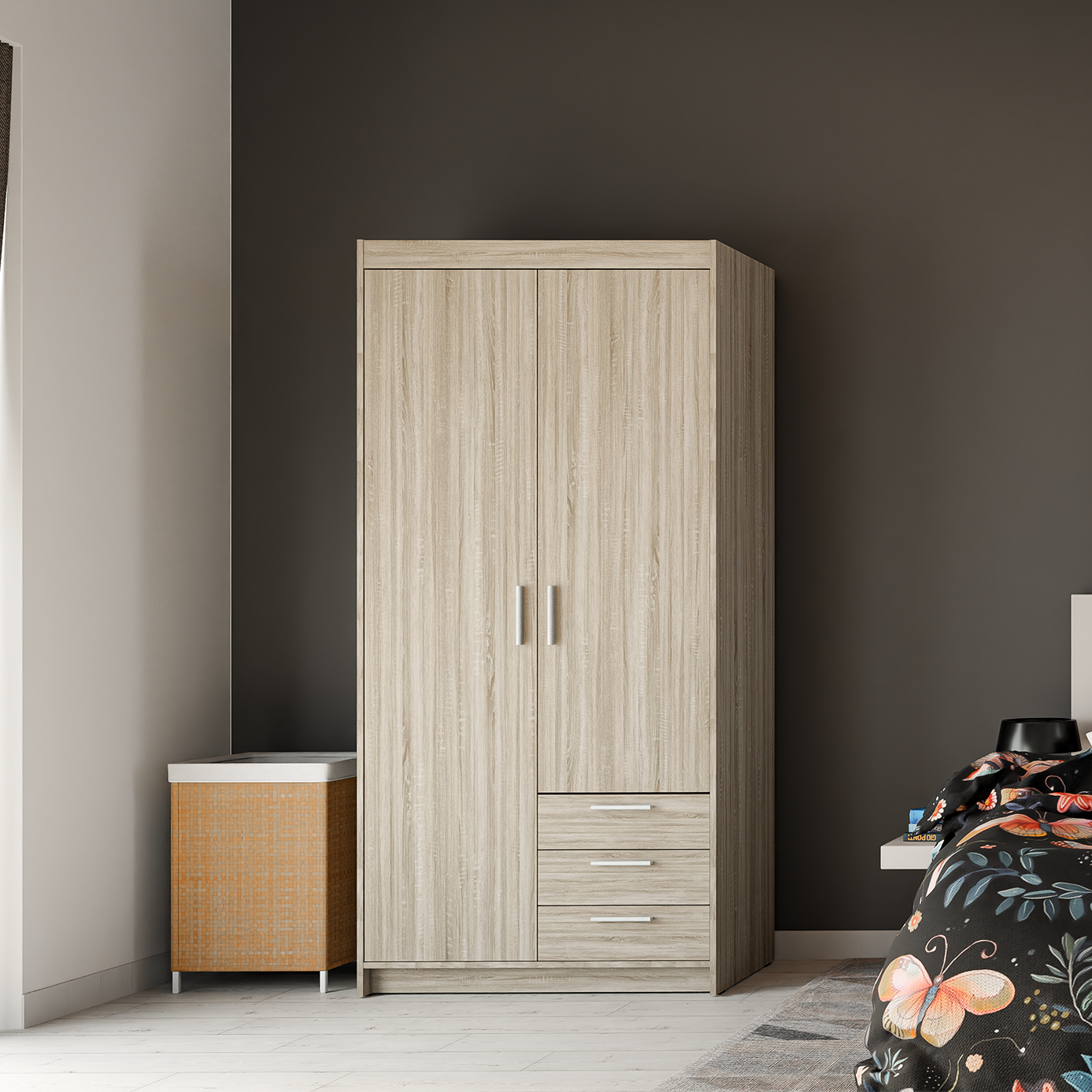 LE Elena 2D 3S DL02 3S Kleiderschrank in Sonoma Eiche