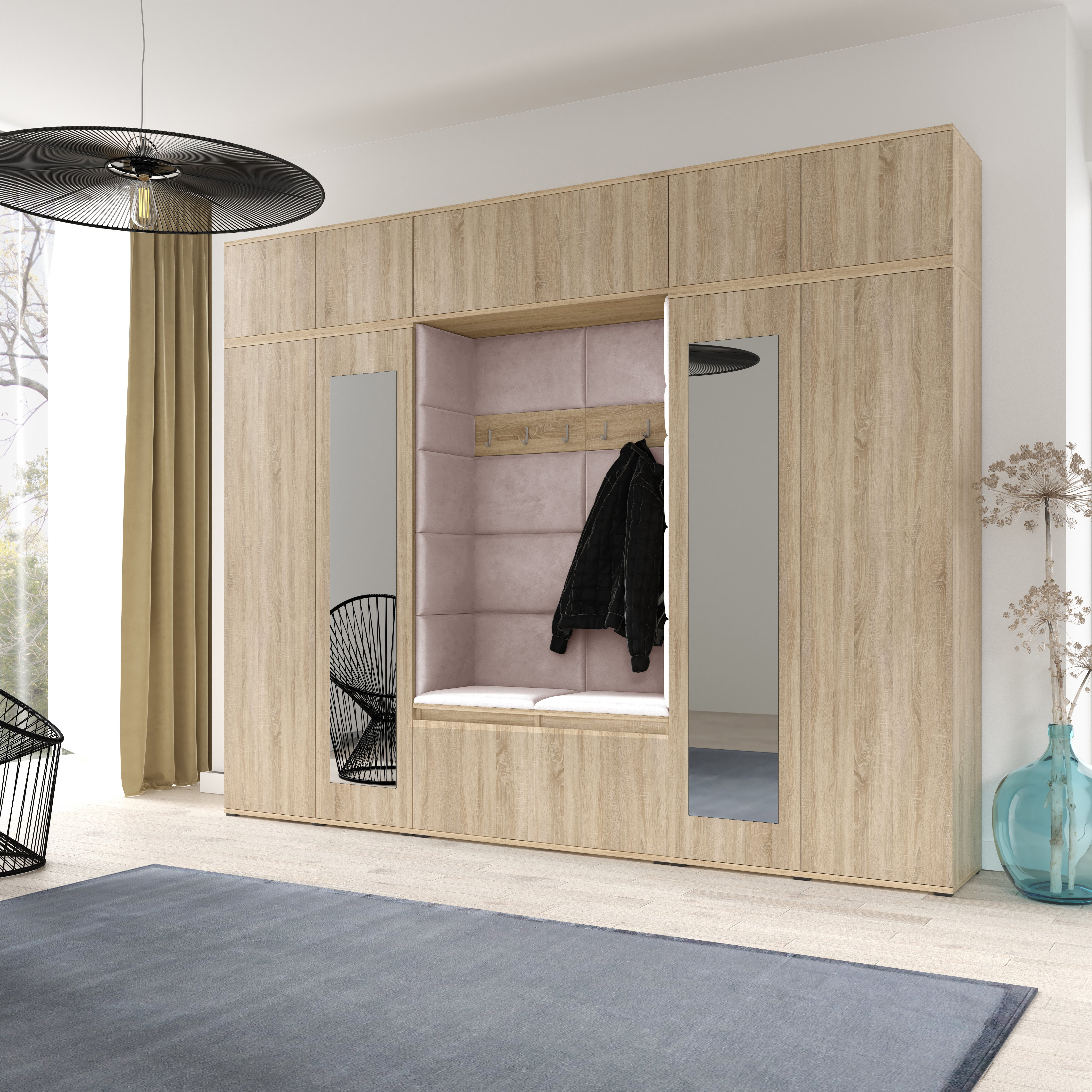PK Emi 17 Hallway Sonoma Oak- Upholstered Panels in Various Colours