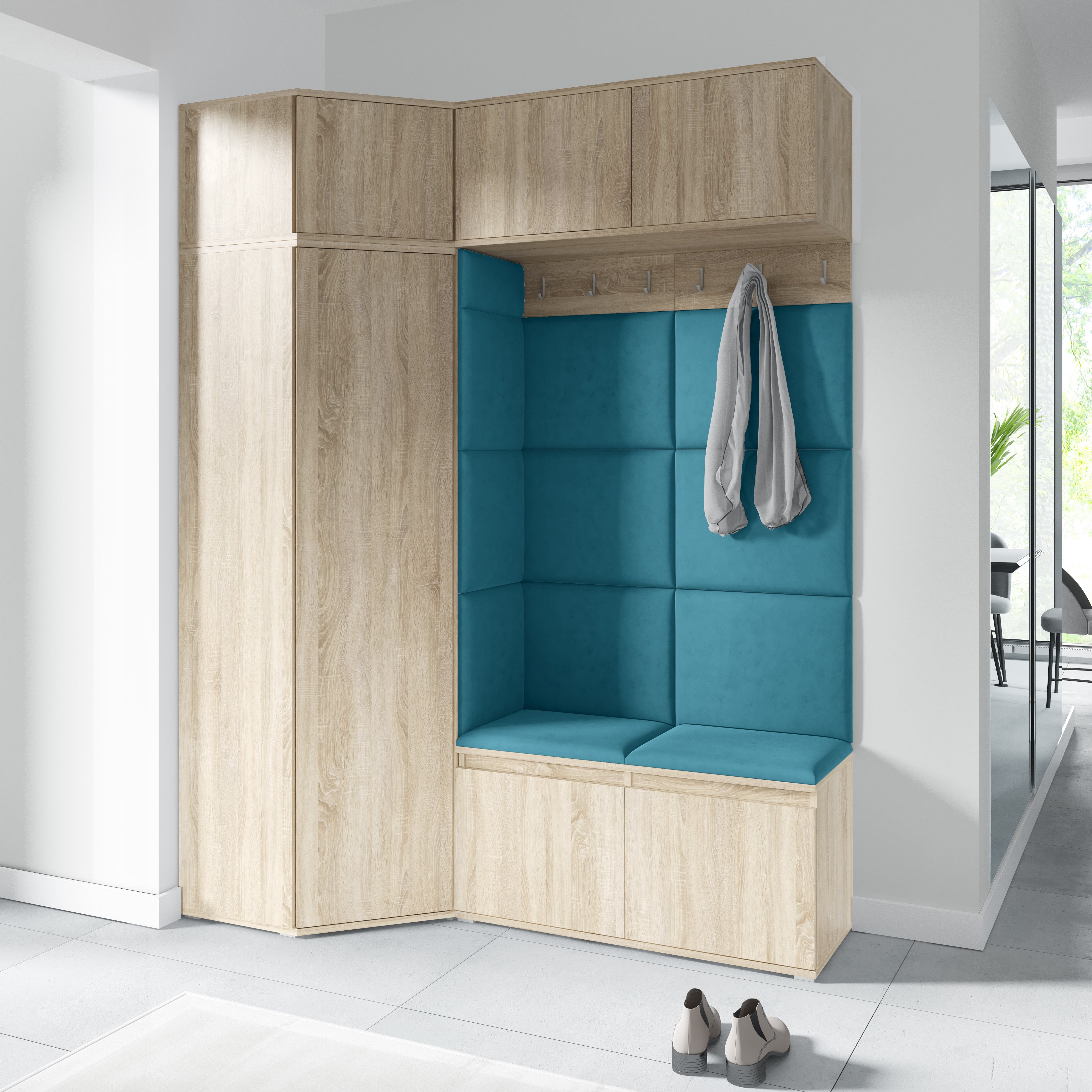 PK Emi 38 Hallway Wardrobe Sonoma Oak - Upholstered Panels in Various Colours