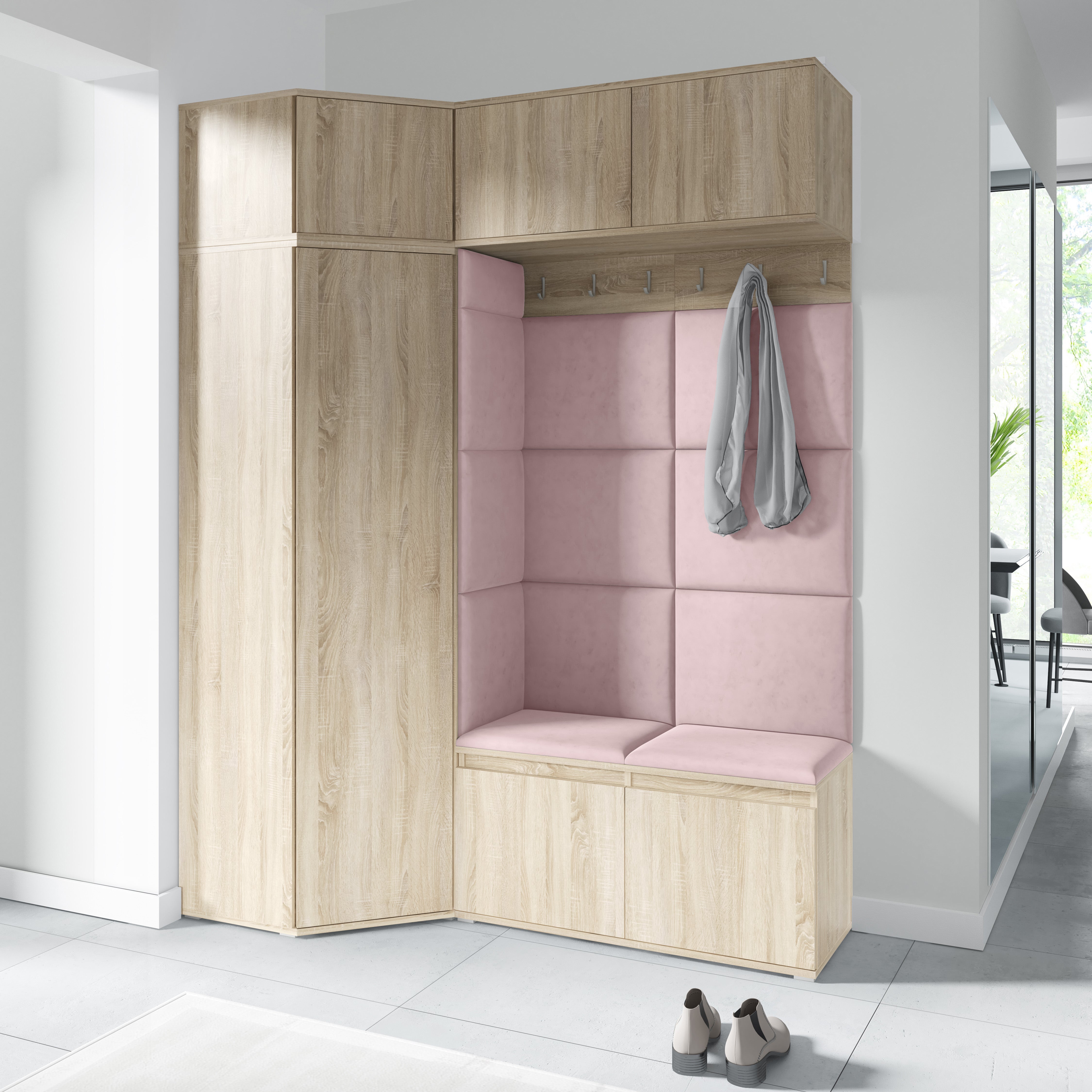 PK Emi 38 Hallway Wardrobe Sonoma Oak - Upholstered Panels in Various Colours