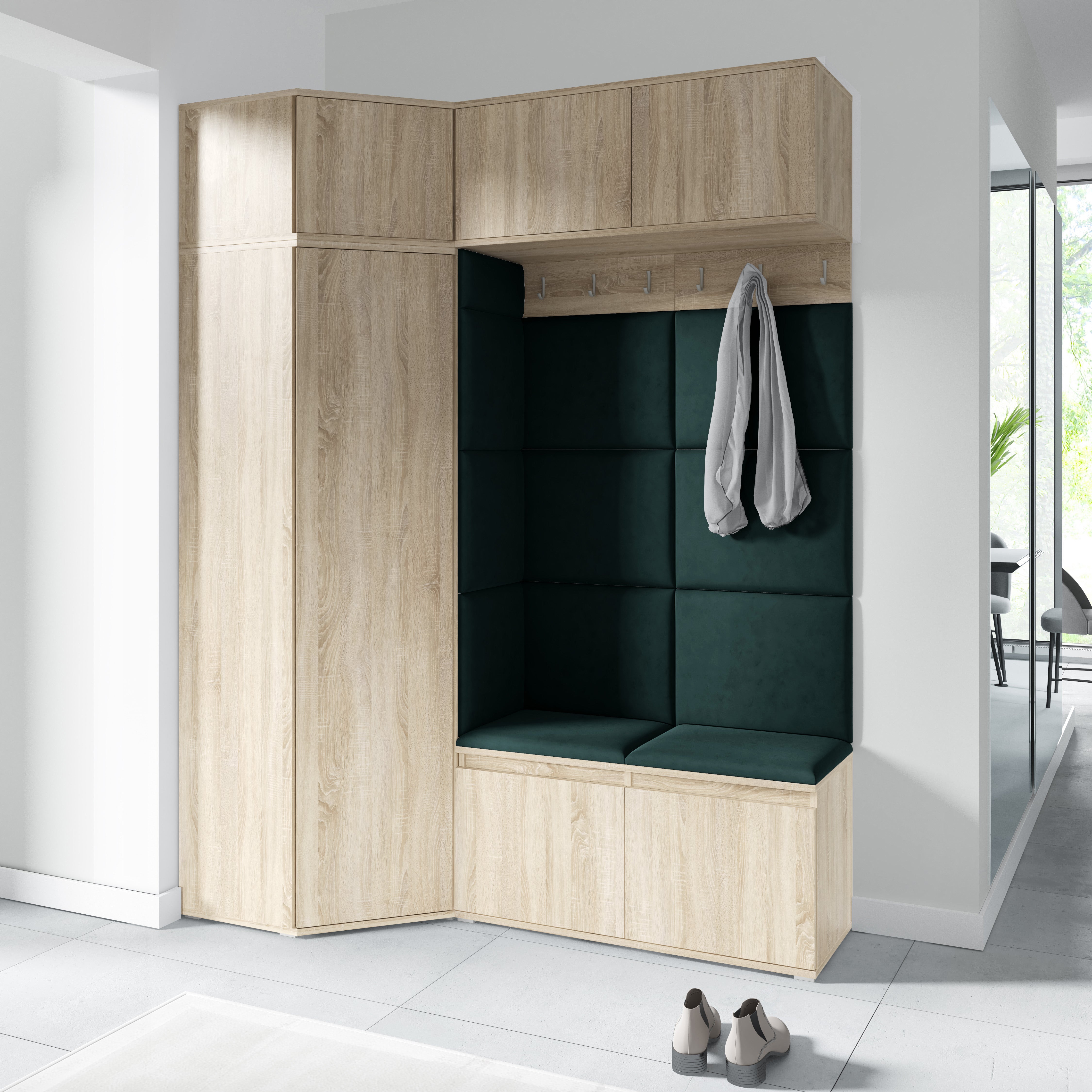 PK Emi 38 Hallway Wardrobe Sonoma Oak - Upholstered Panels in Various Colours