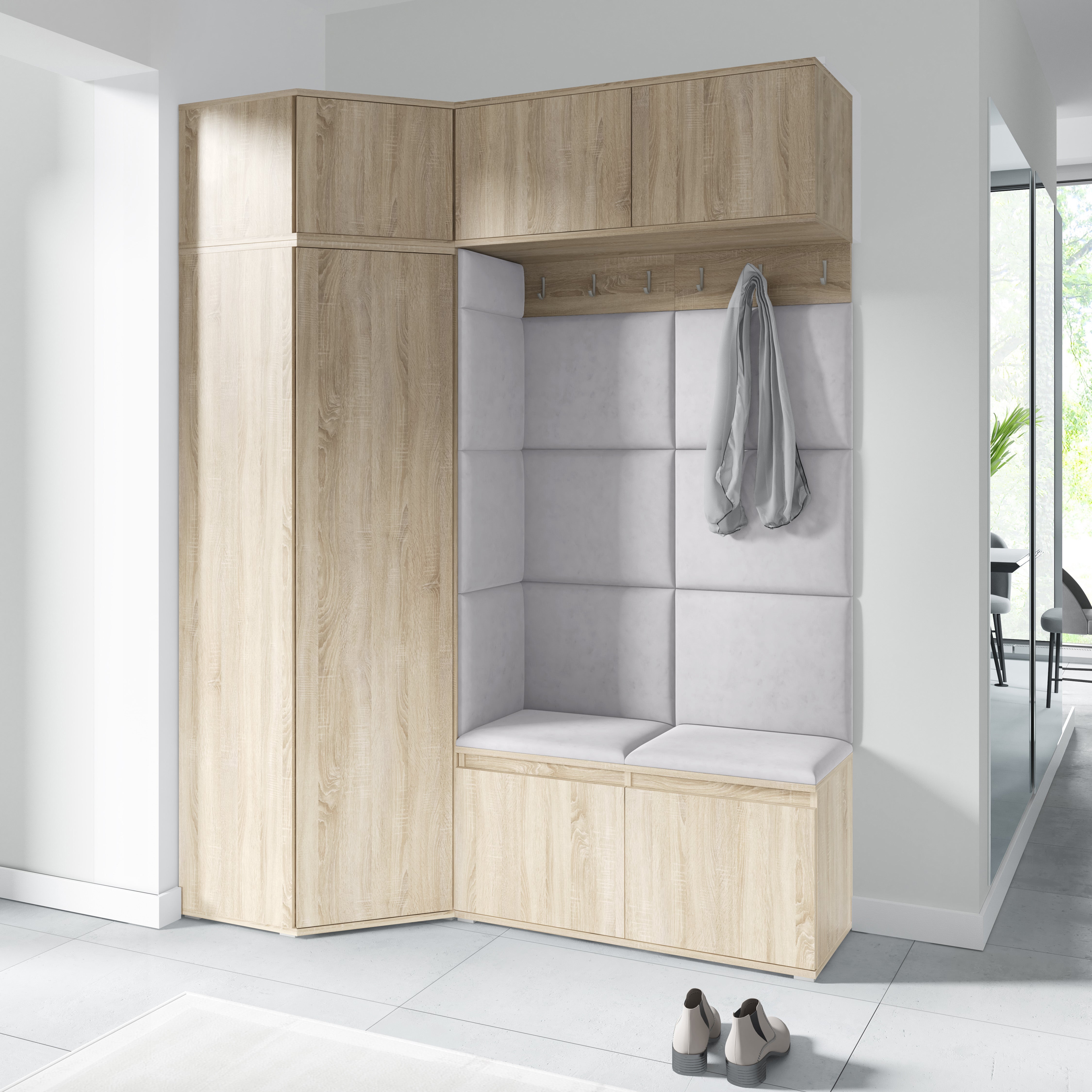 PK Emi 38 Hallway Wardrobe Sonoma Oak - Upholstered Panels in Various Colours