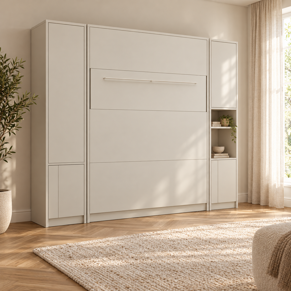 Customizable Genius COMFORT Murphy Bed Furniture Set 140 × 200 cm – Cashmere
