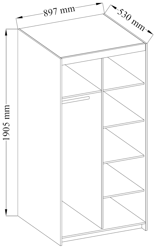 LE Elena 2D DL02 Kleiderschrank in Weiß